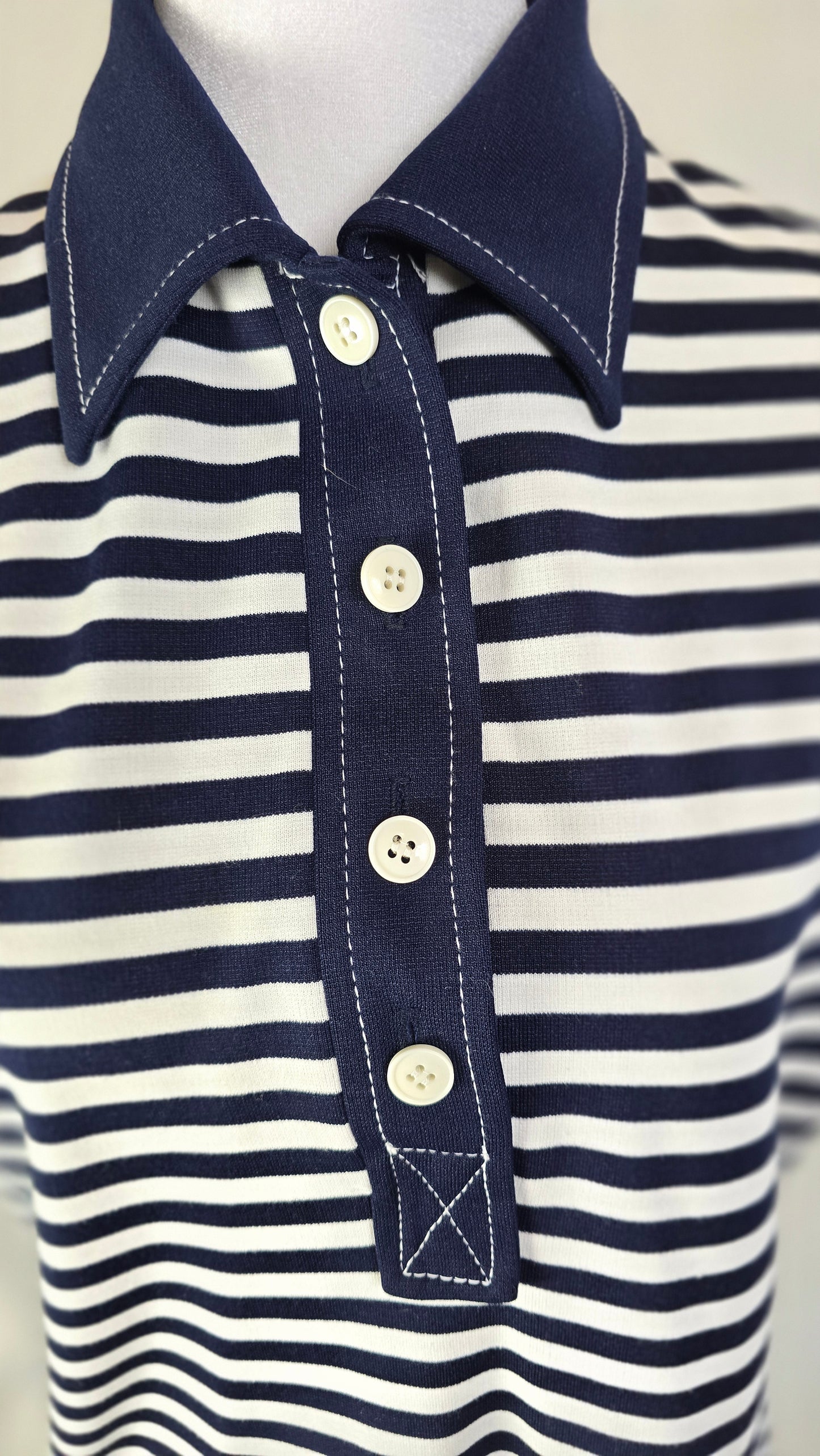 1960s Vintage Butte Knit Navy Stripe Dress