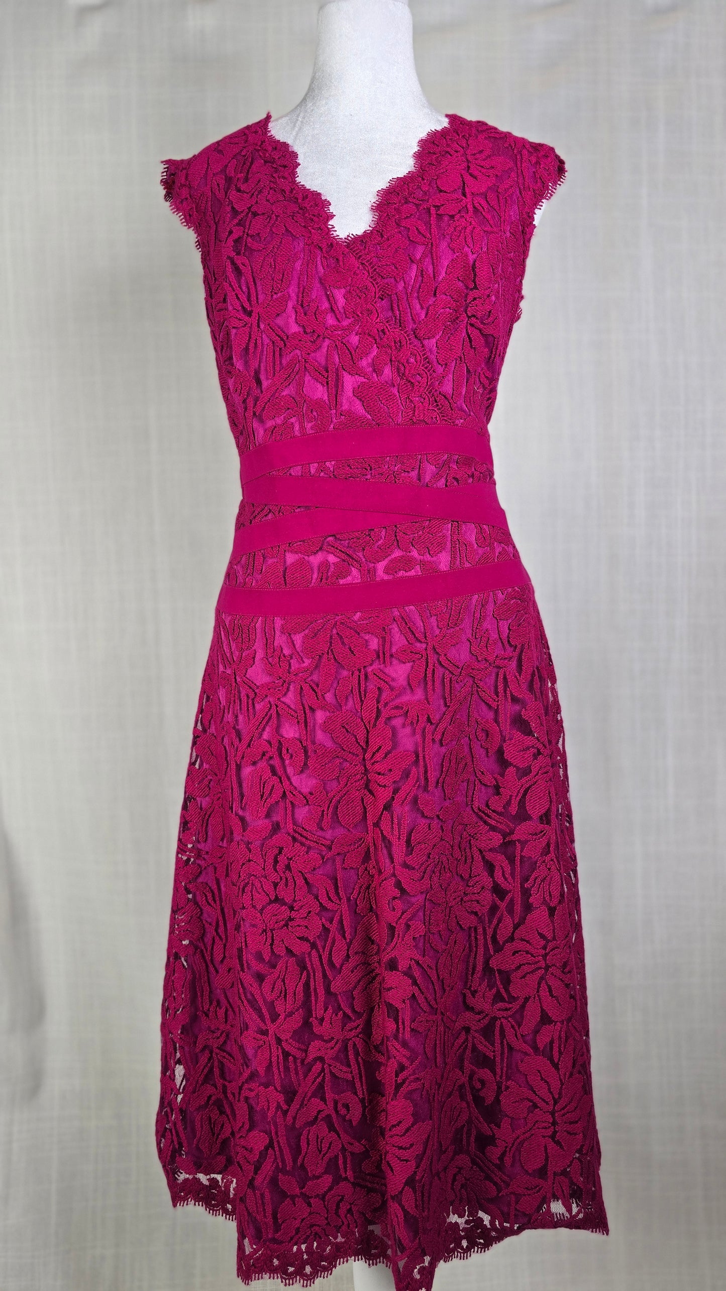 Tadashi Shoji Magenta Lace Cocktail Dress