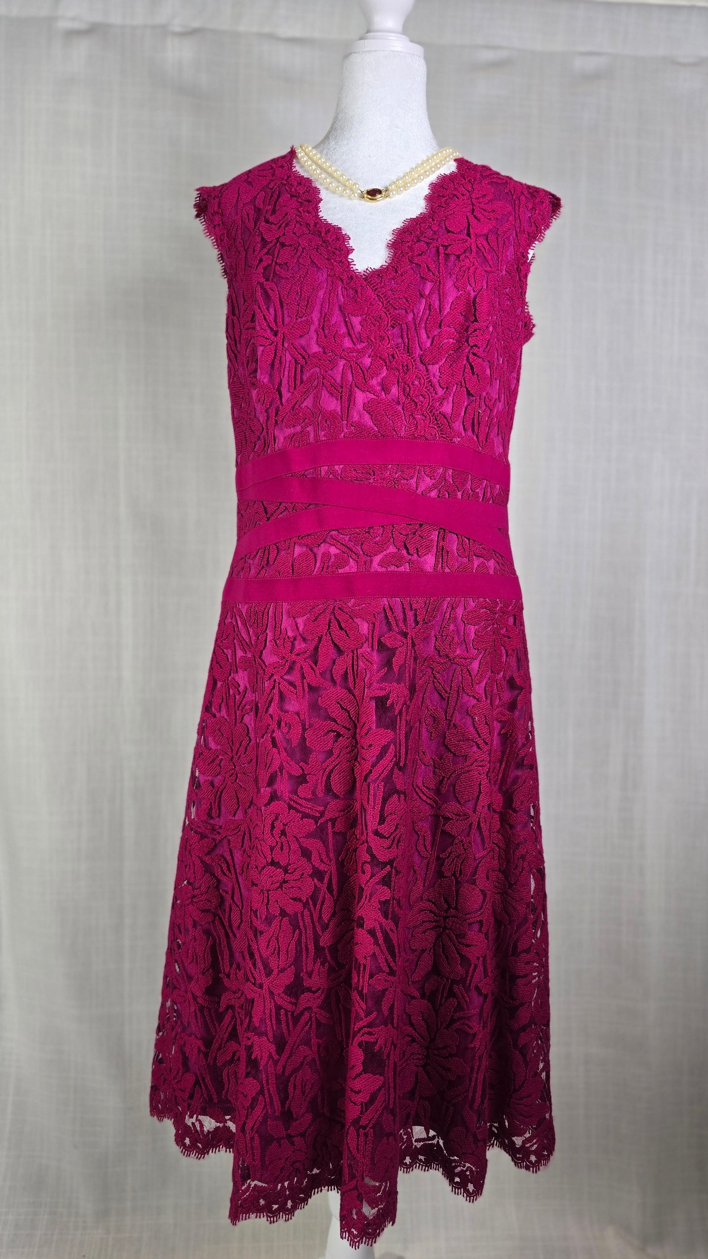 Tadashi Shoji Magenta Lace Cocktail Dress