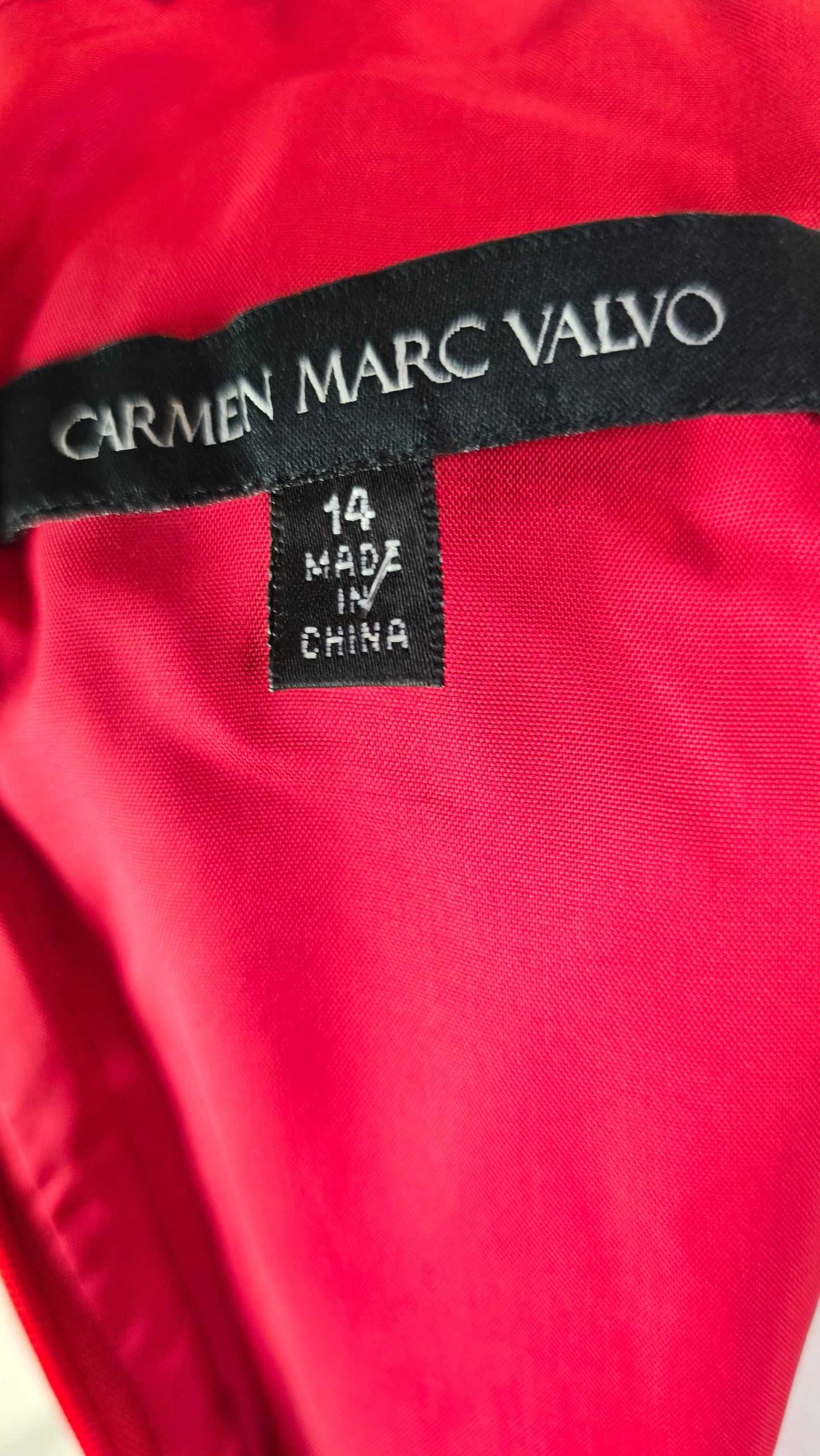 Carmen Marc Valvo Red Jeweled Halter Dress