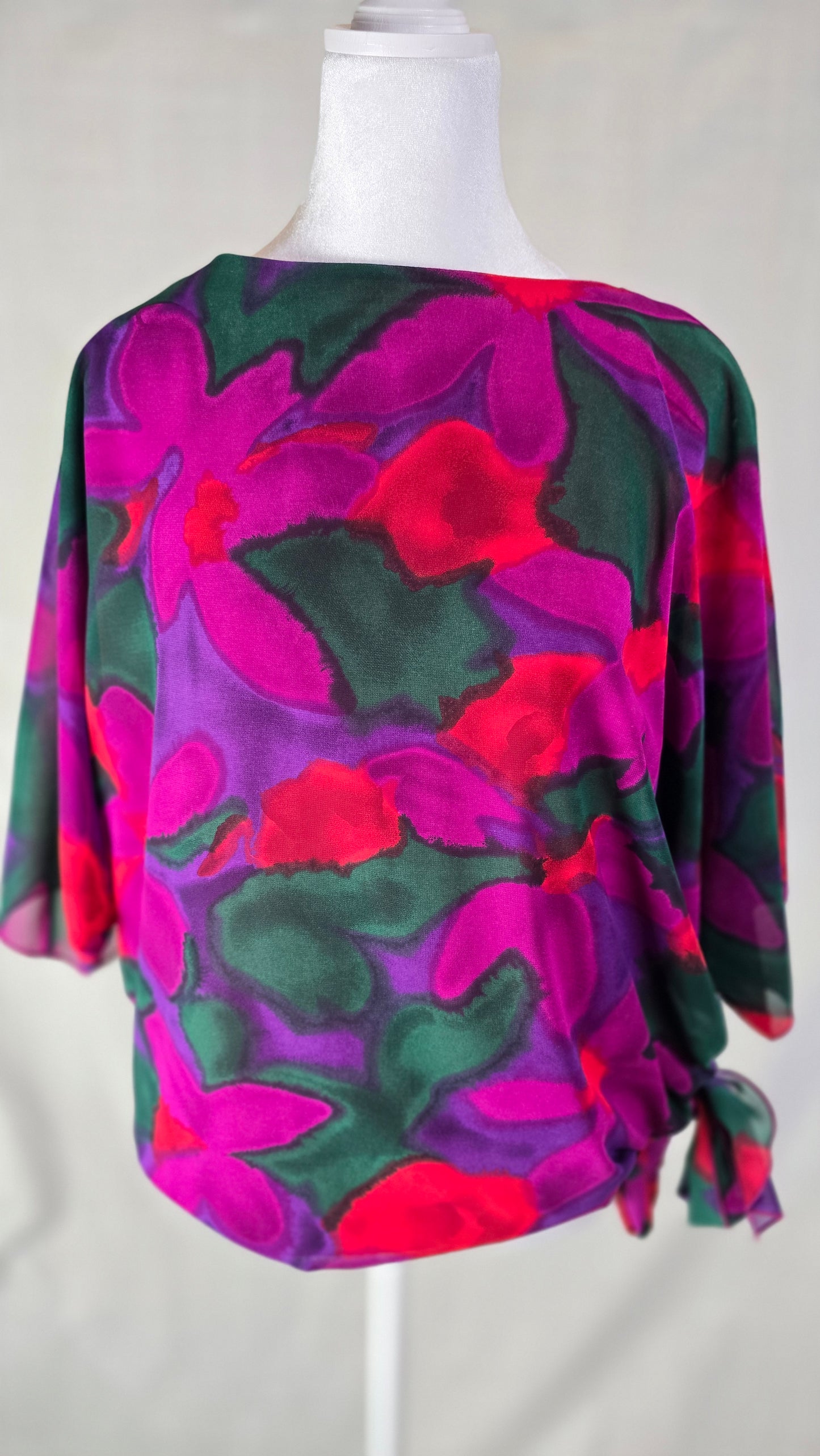 Vintage 80s Siasia New York Abstract Floral Blouse