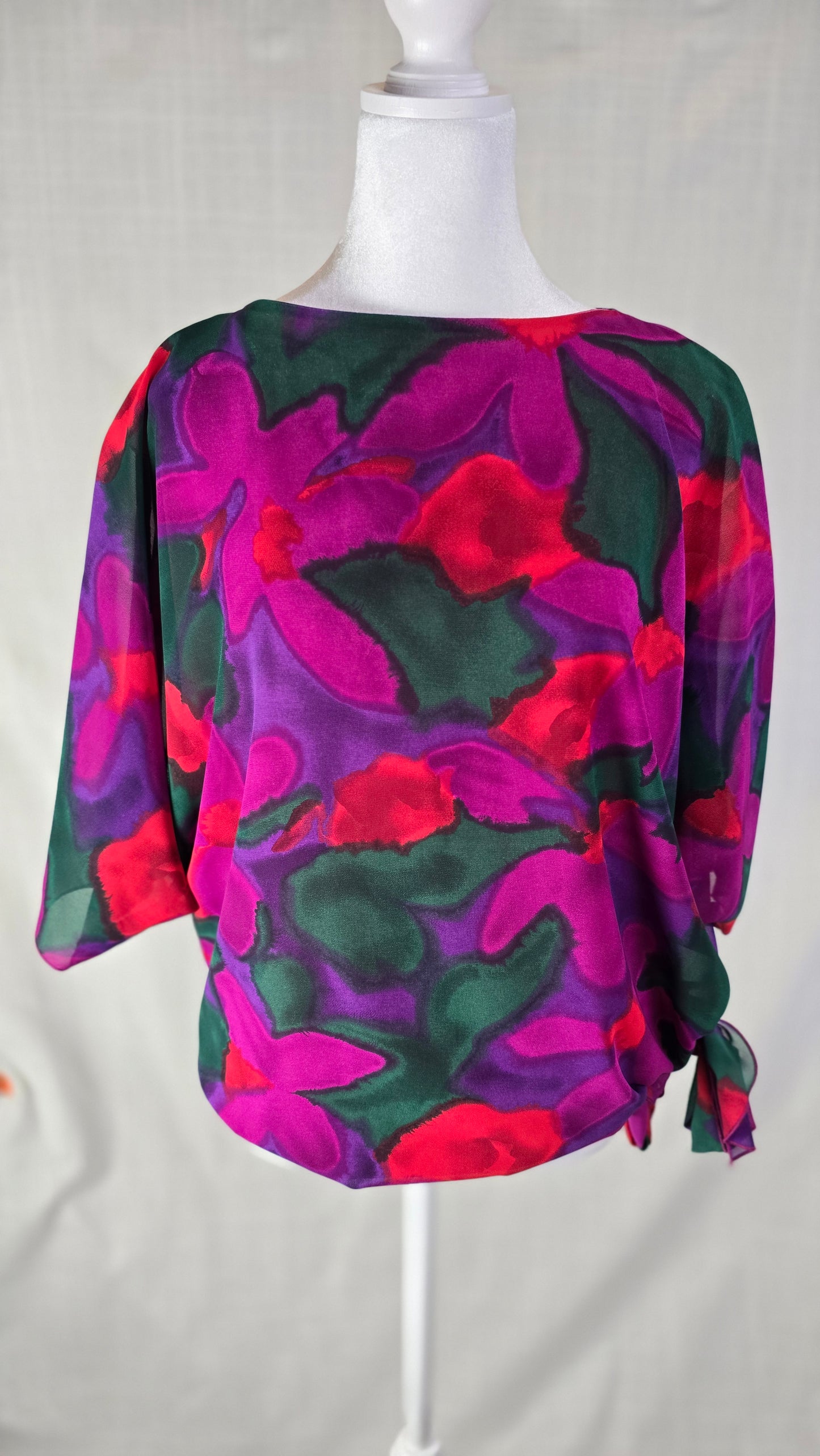 Vintage 80s Siasia New York Abstract Floral Blouse