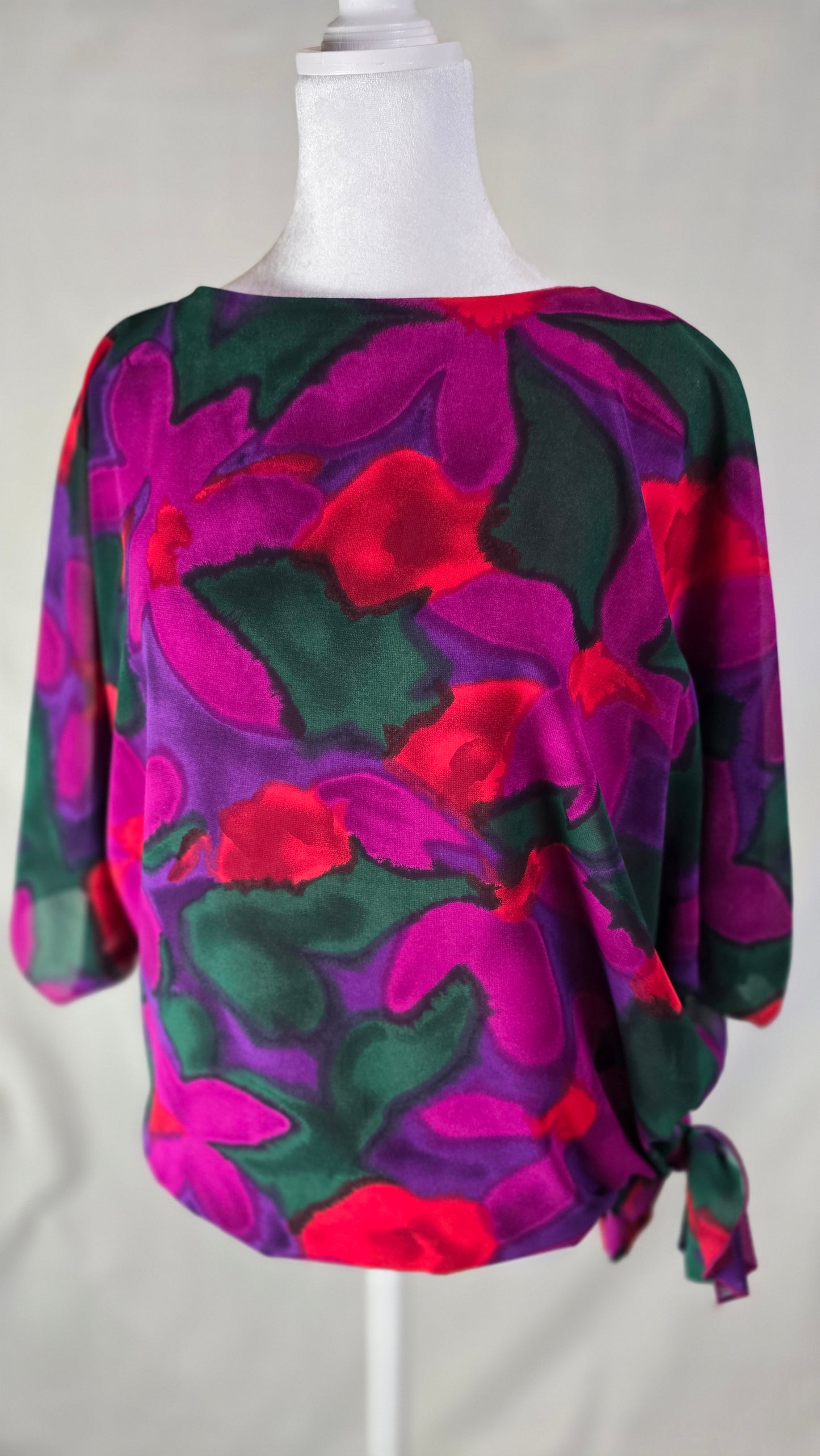 Vintage 80s Siasia New York Abstract Floral Blouse