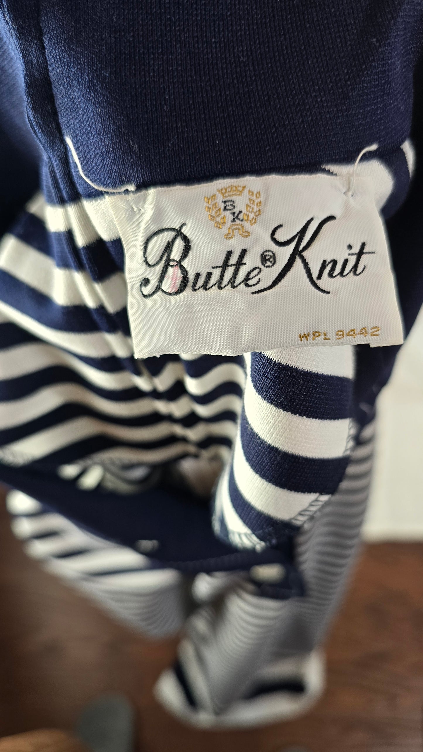 1960s Vintage Butte Knit Navy Stripe Dress