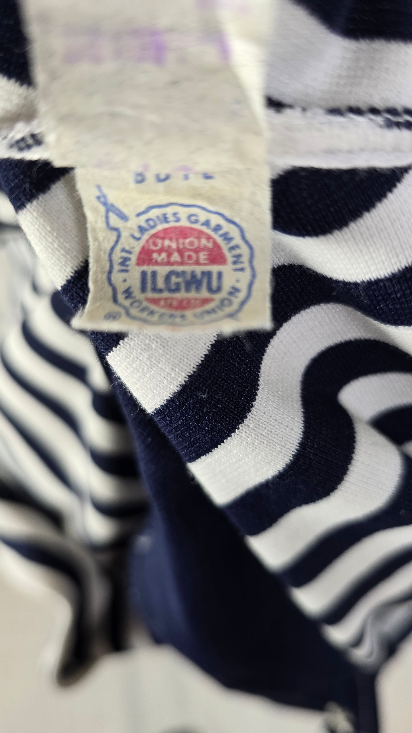 1960s Vintage Butte Knit Navy Stripe Dress
