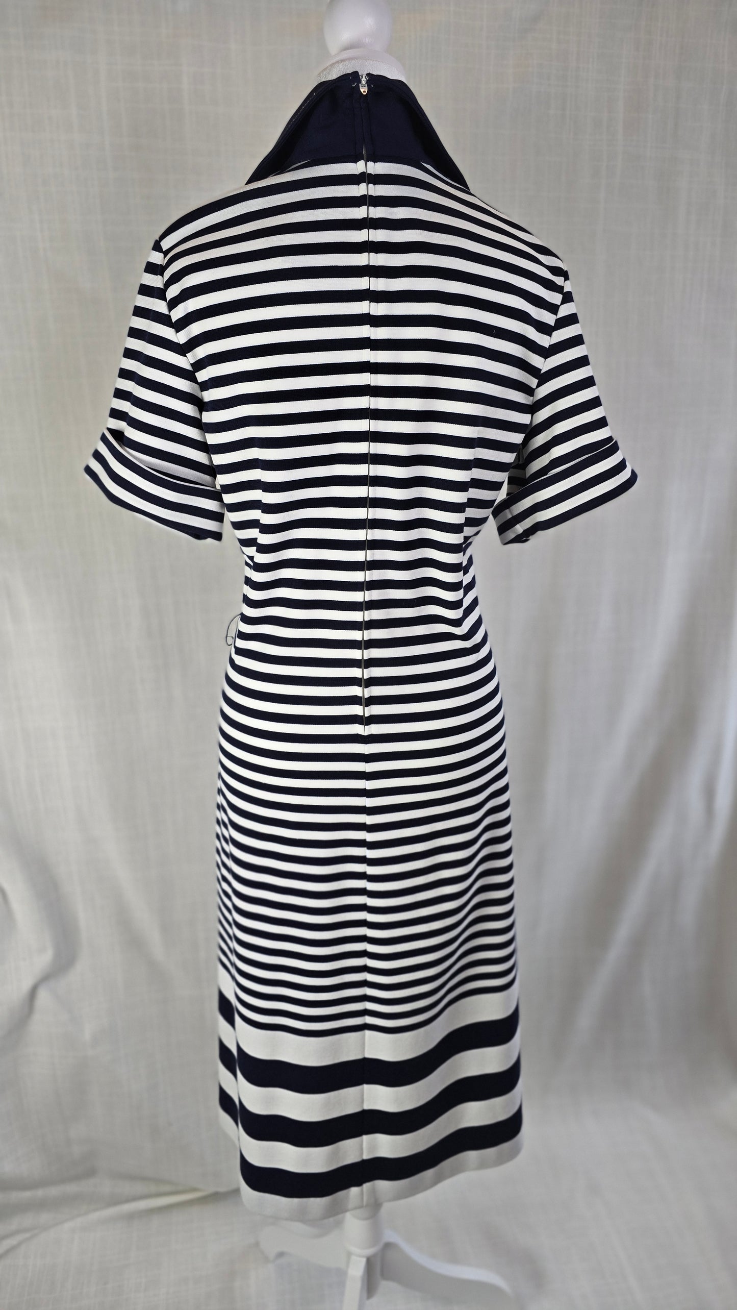 1960s Vintage Butte Knit Navy Stripe Dress