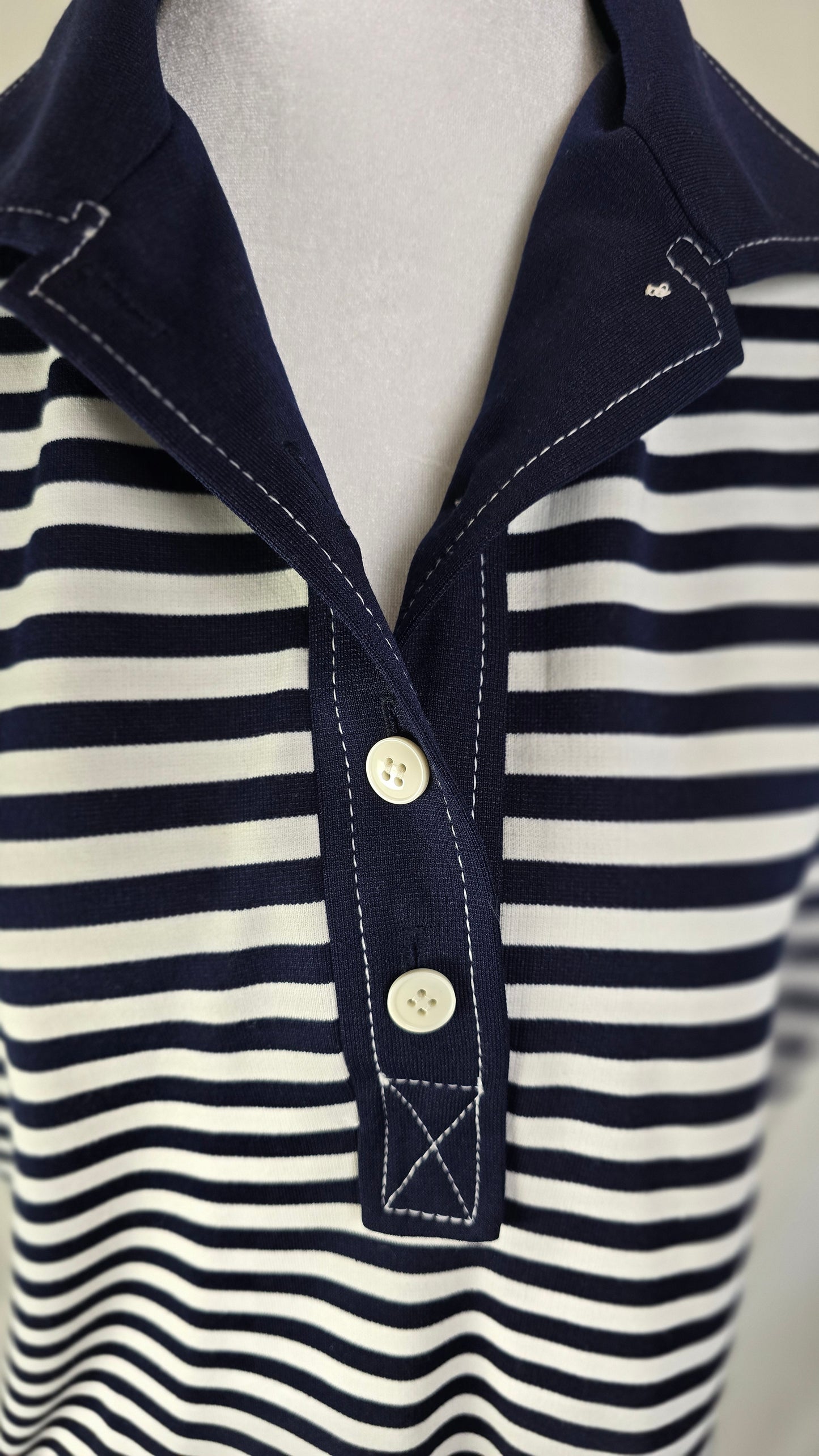 1960s Vintage Butte Knit Navy Stripe Dress