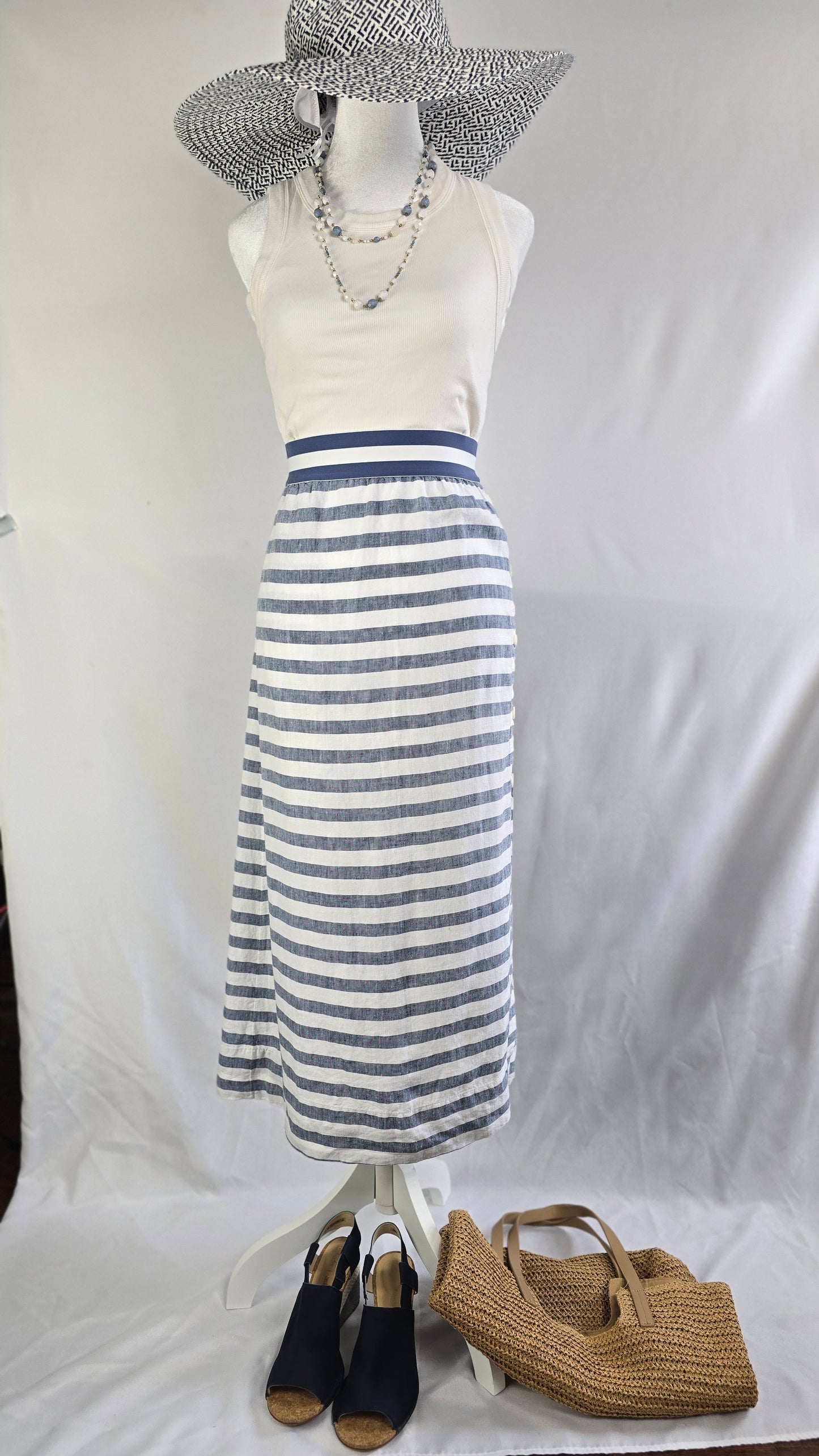 J.Jill Love Linen Striped Maxi Skirt