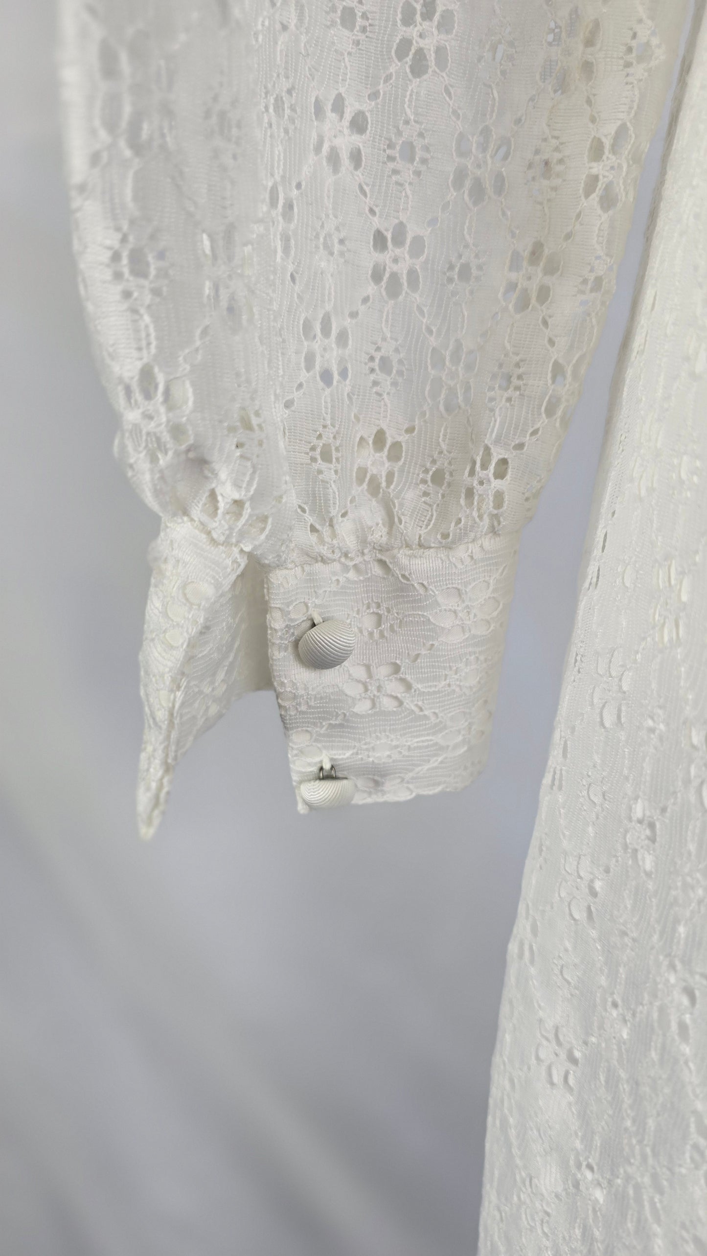 Liberty House Hawaii Vintage White Eyelet Lace Shirt Dress