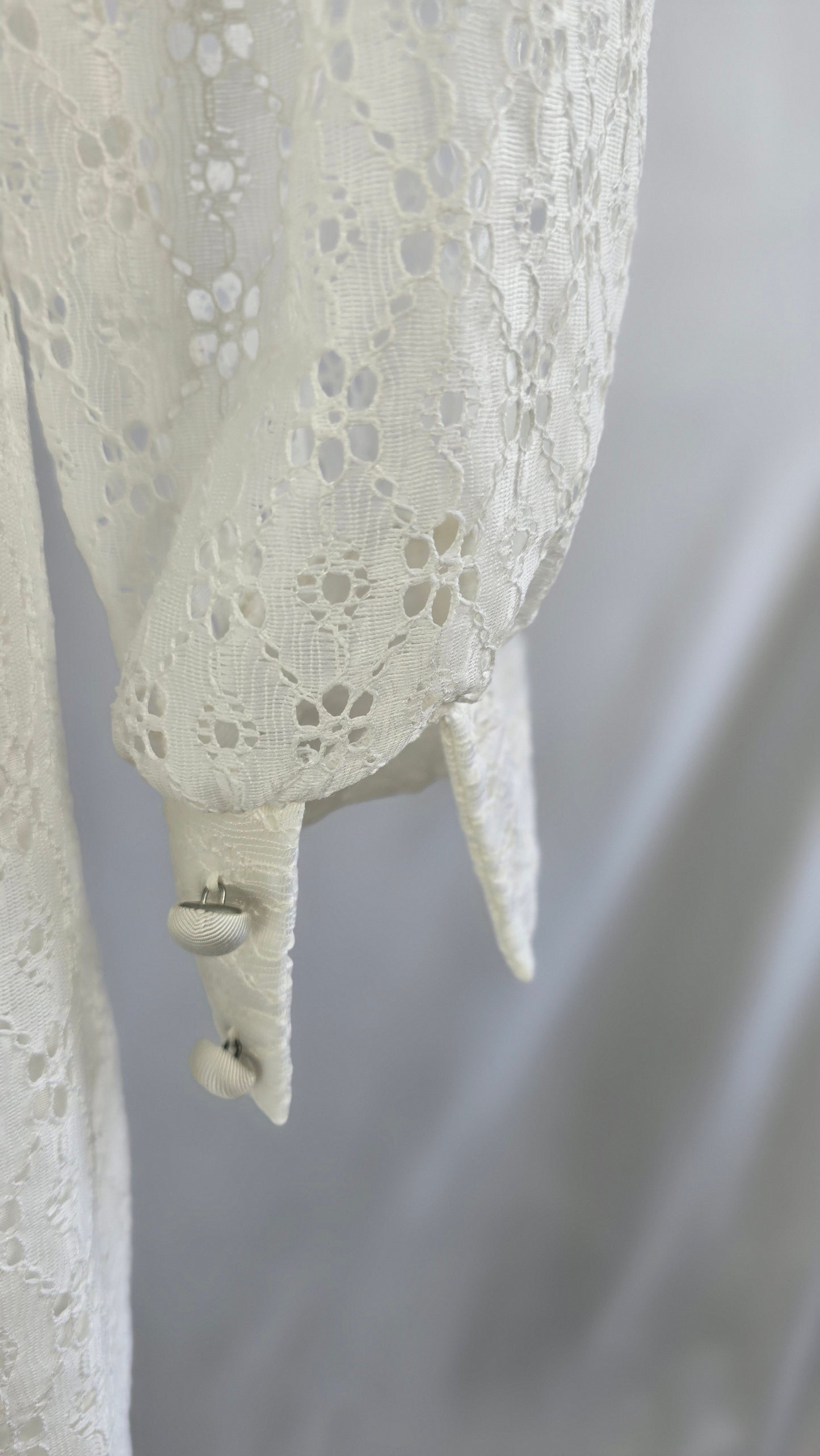 Liberty House Hawaii Vintage White Eyelet Lace Shirt Dress