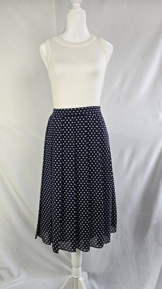 Michael Kors Navy Polka Dot Pleated Skirt