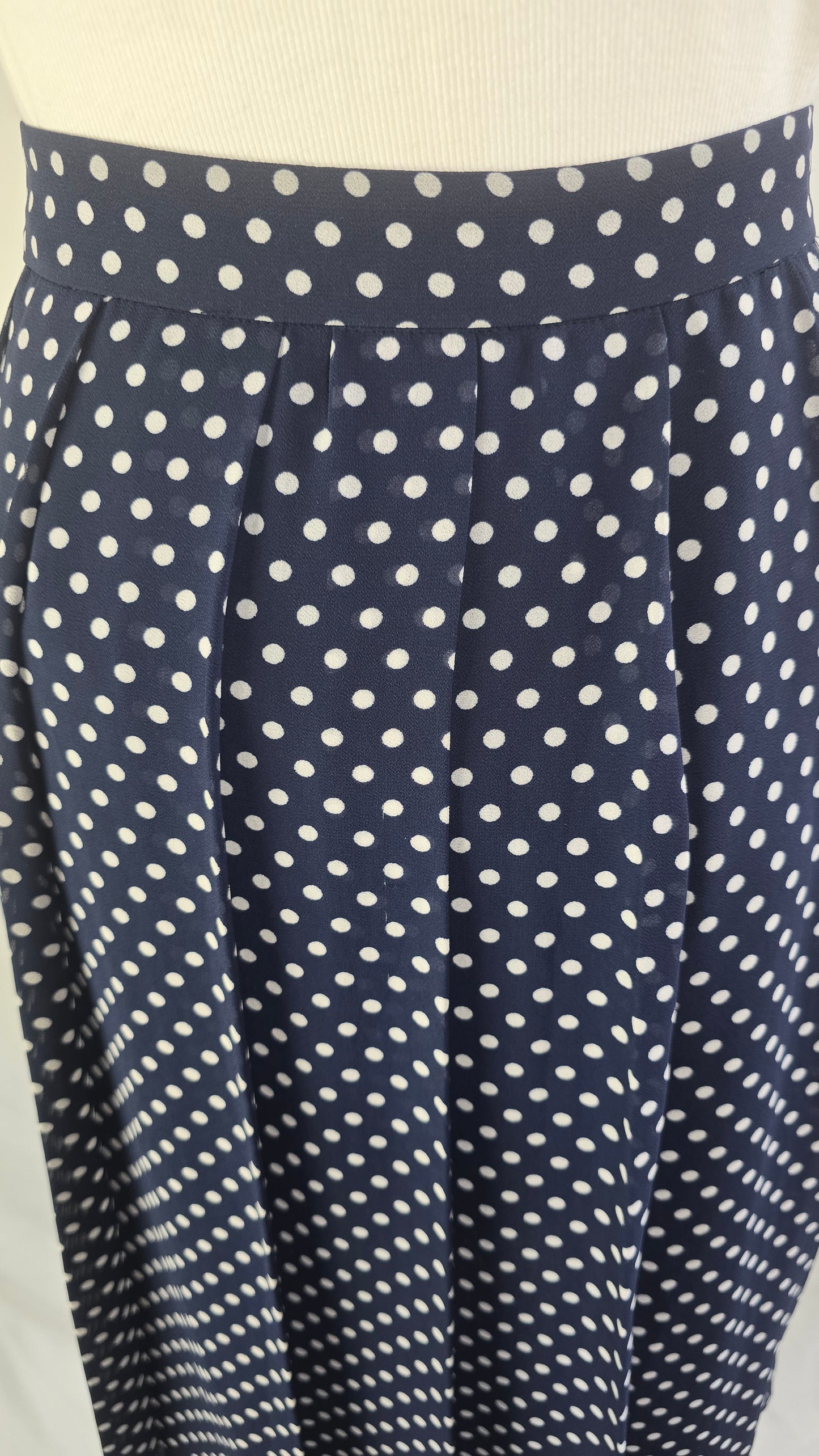 Michael Kors Navy Polka Dot Pleated Skirt