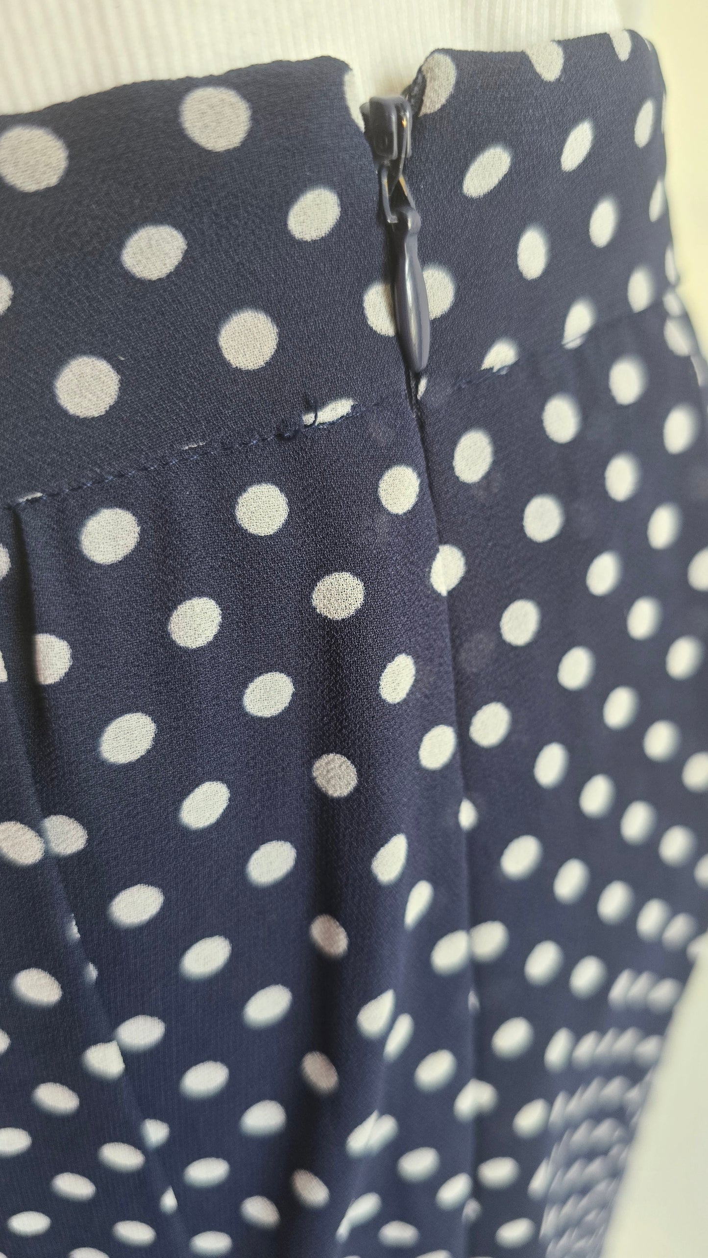 Michael Kors Navy Polka Dot Pleated Skirt