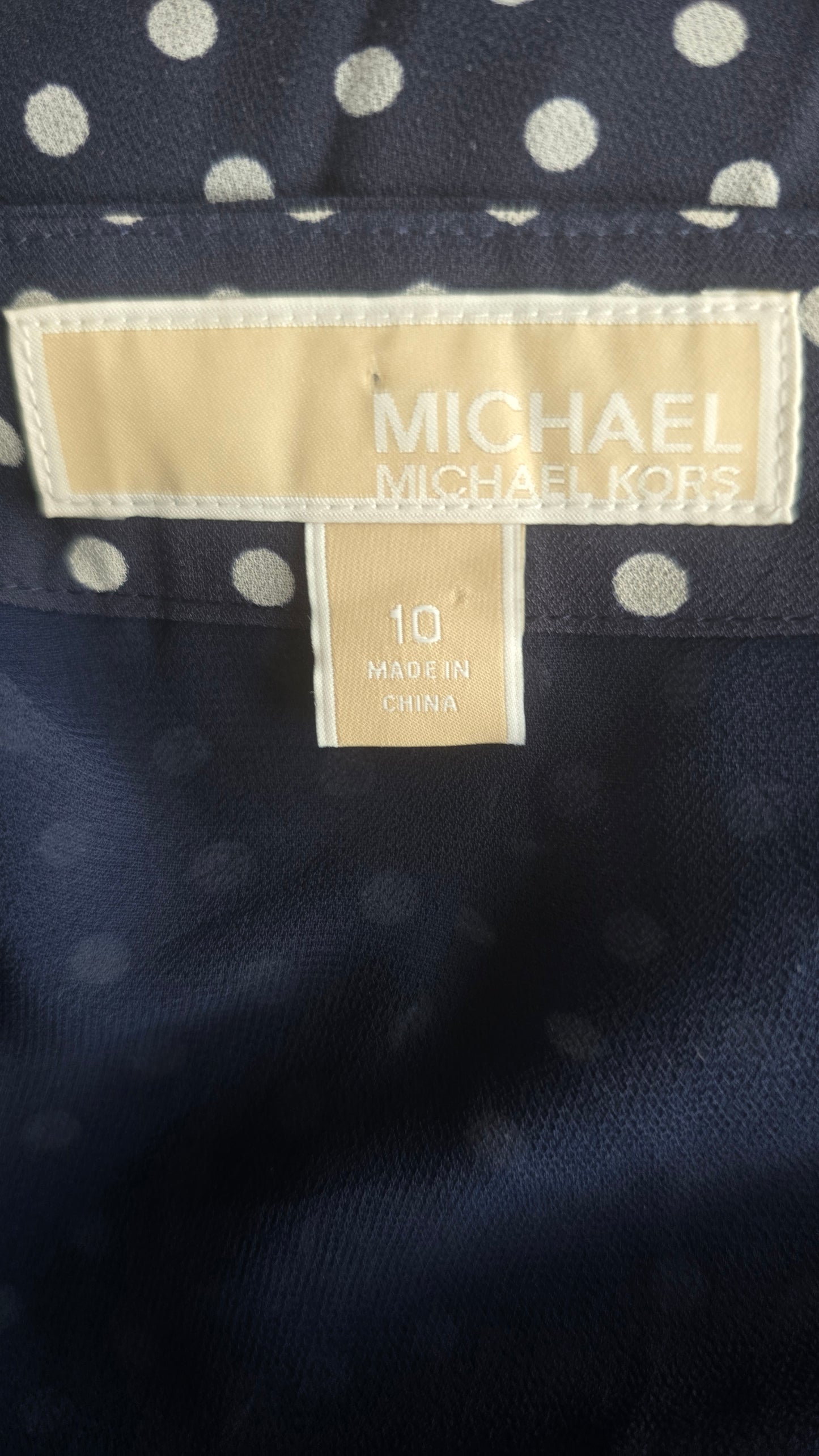 Michael Kors Navy Polka Dot Pleated Skirt
