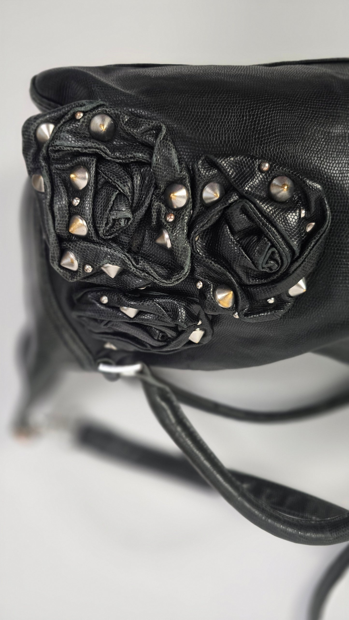 Betsey Johnson Black Lizard Embossed Satchel