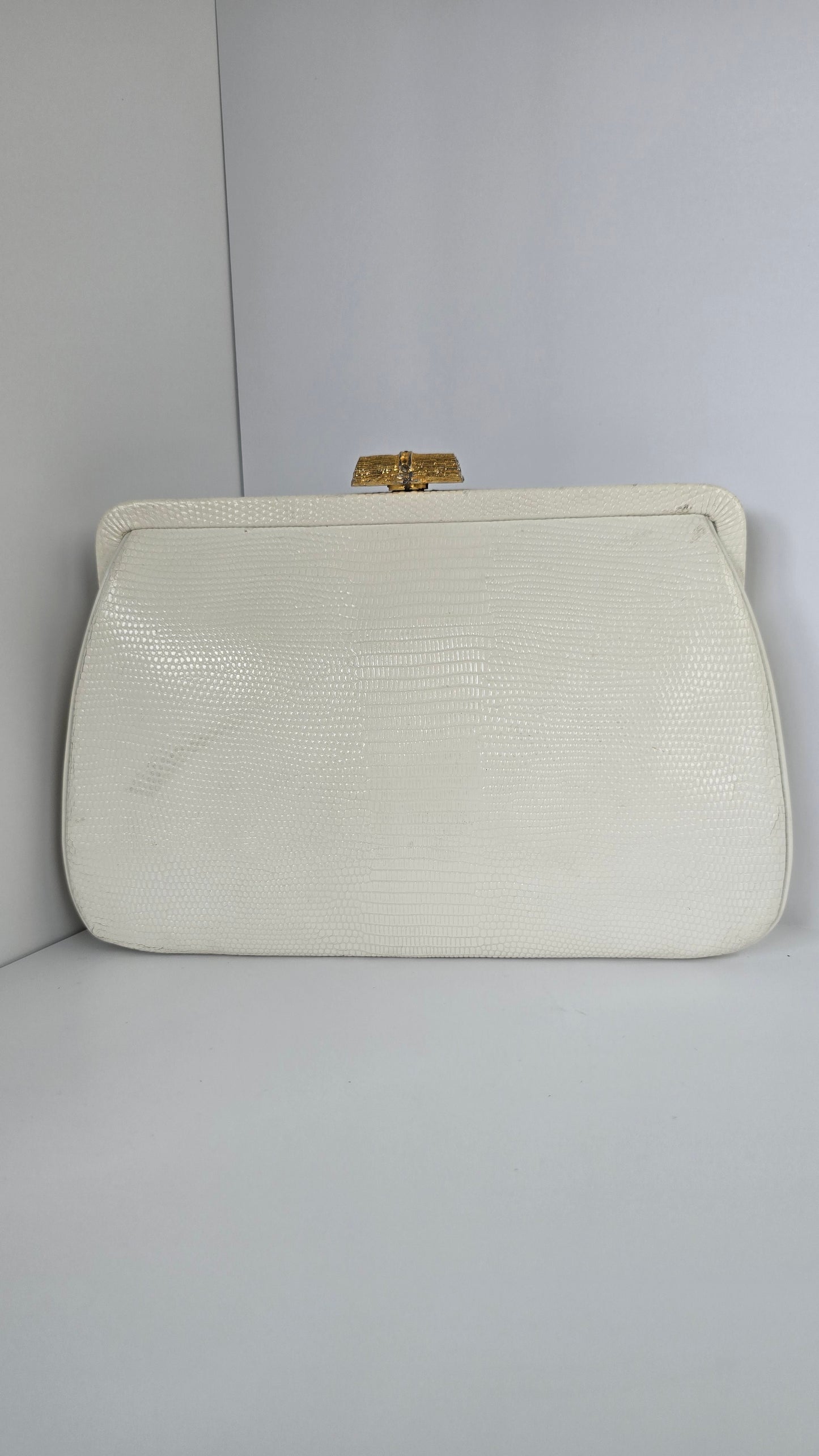 Mayer New York Genuine White Lizard Skin Clutch