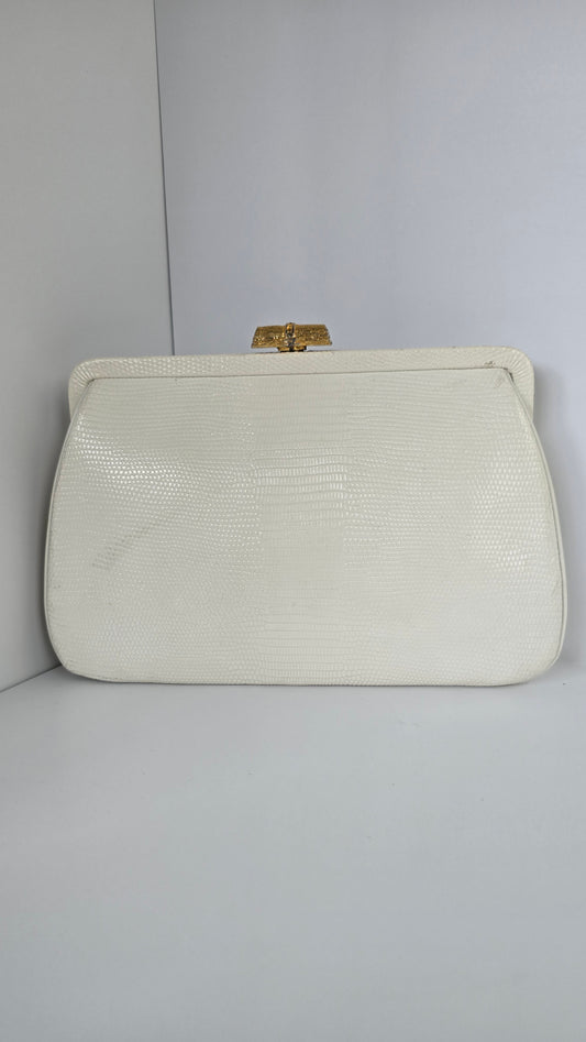 Mayer New York Genuine White Lizard Skin Clutch