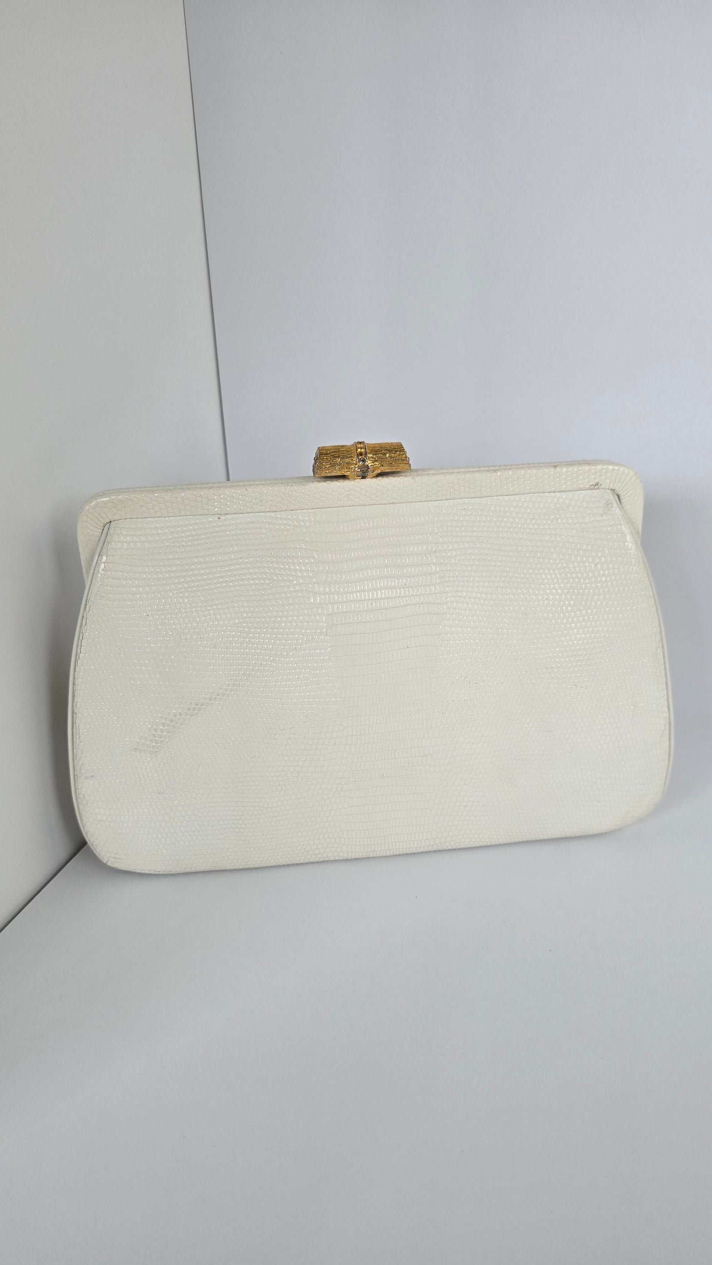 Mayer New York Genuine White Lizard Skin Clutch