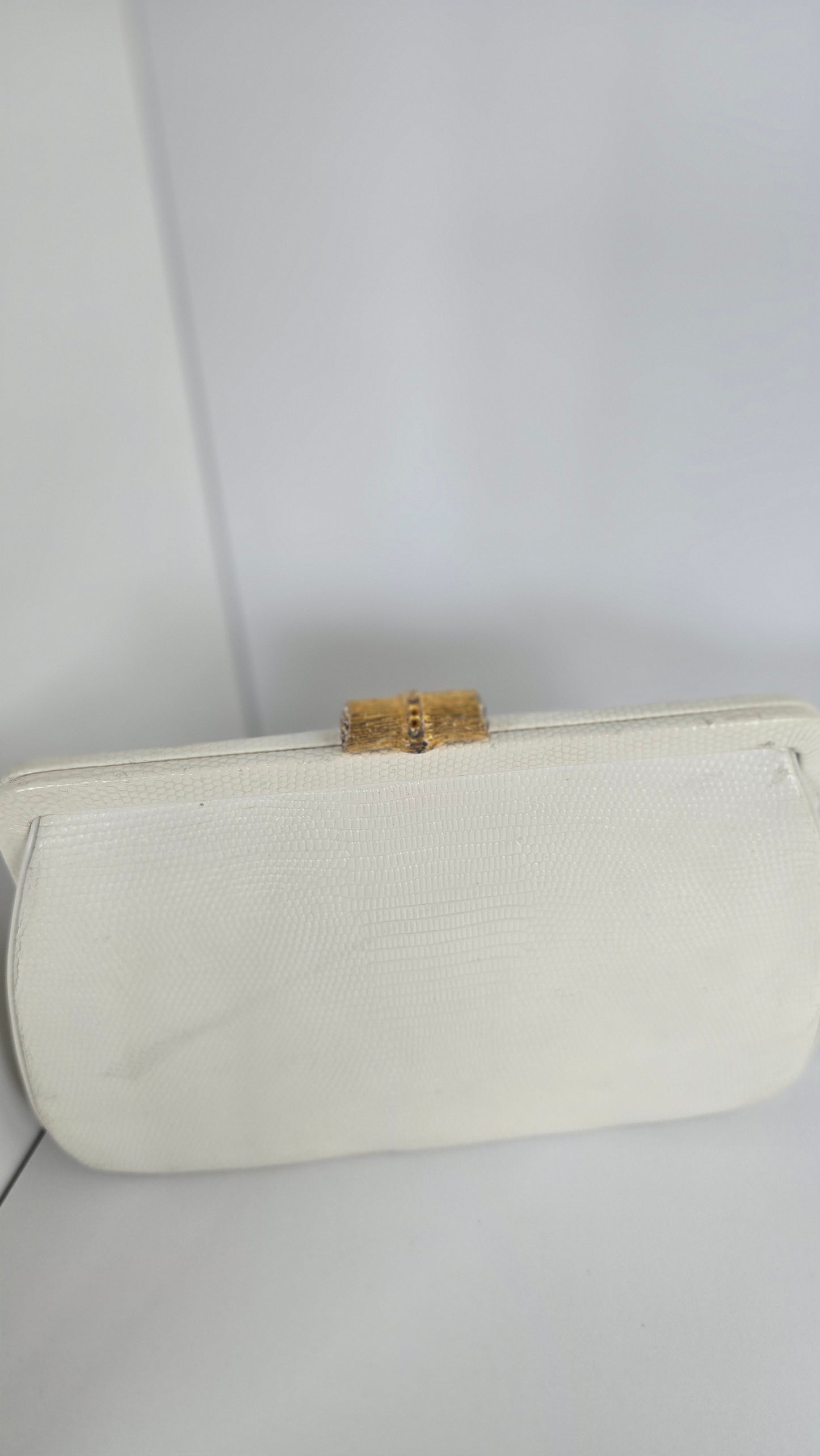 Mayer New York Genuine White Lizard Skin Clutch