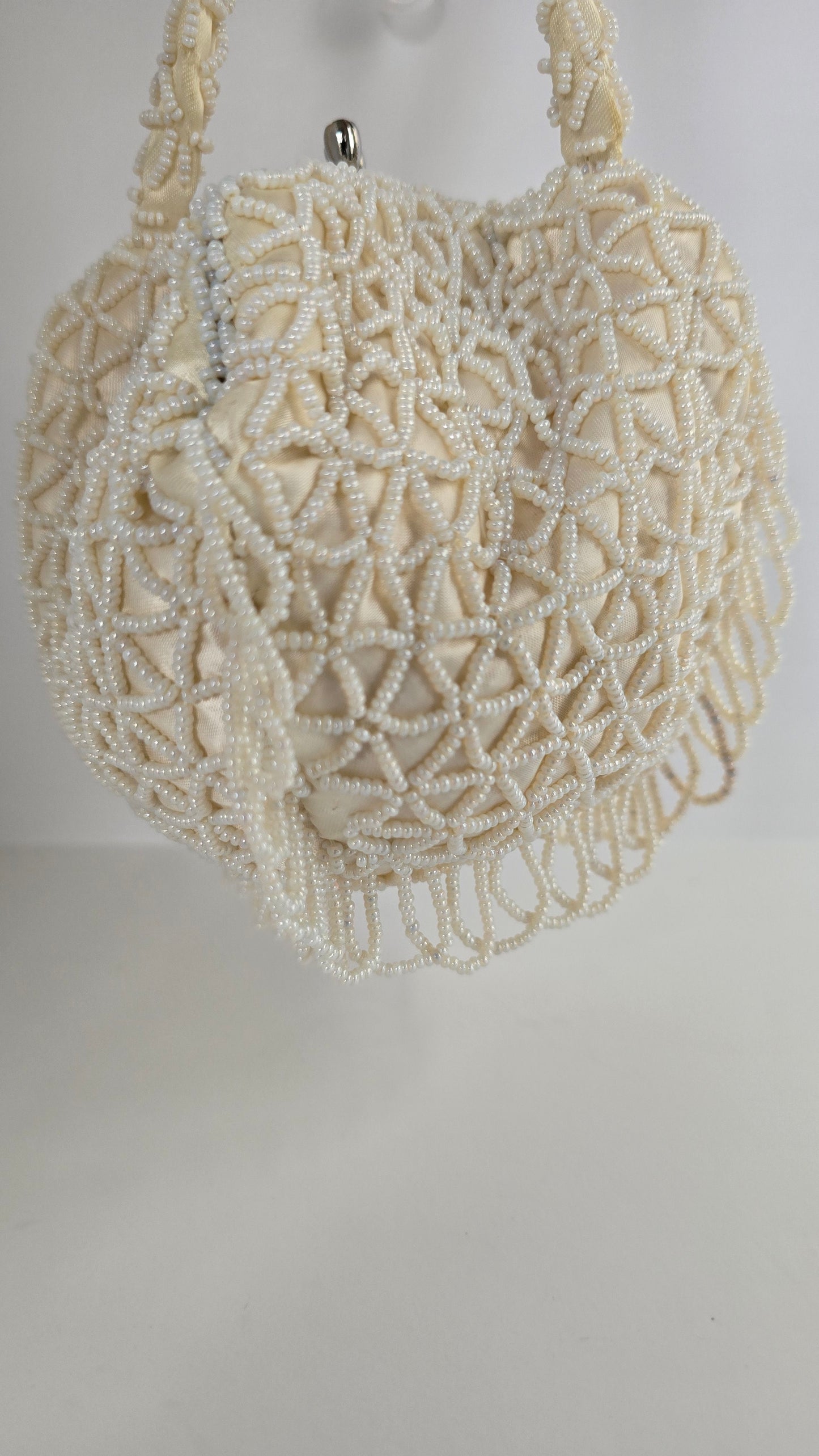 Walborg Ivory Hand-Beaded Crochet Evening Bag