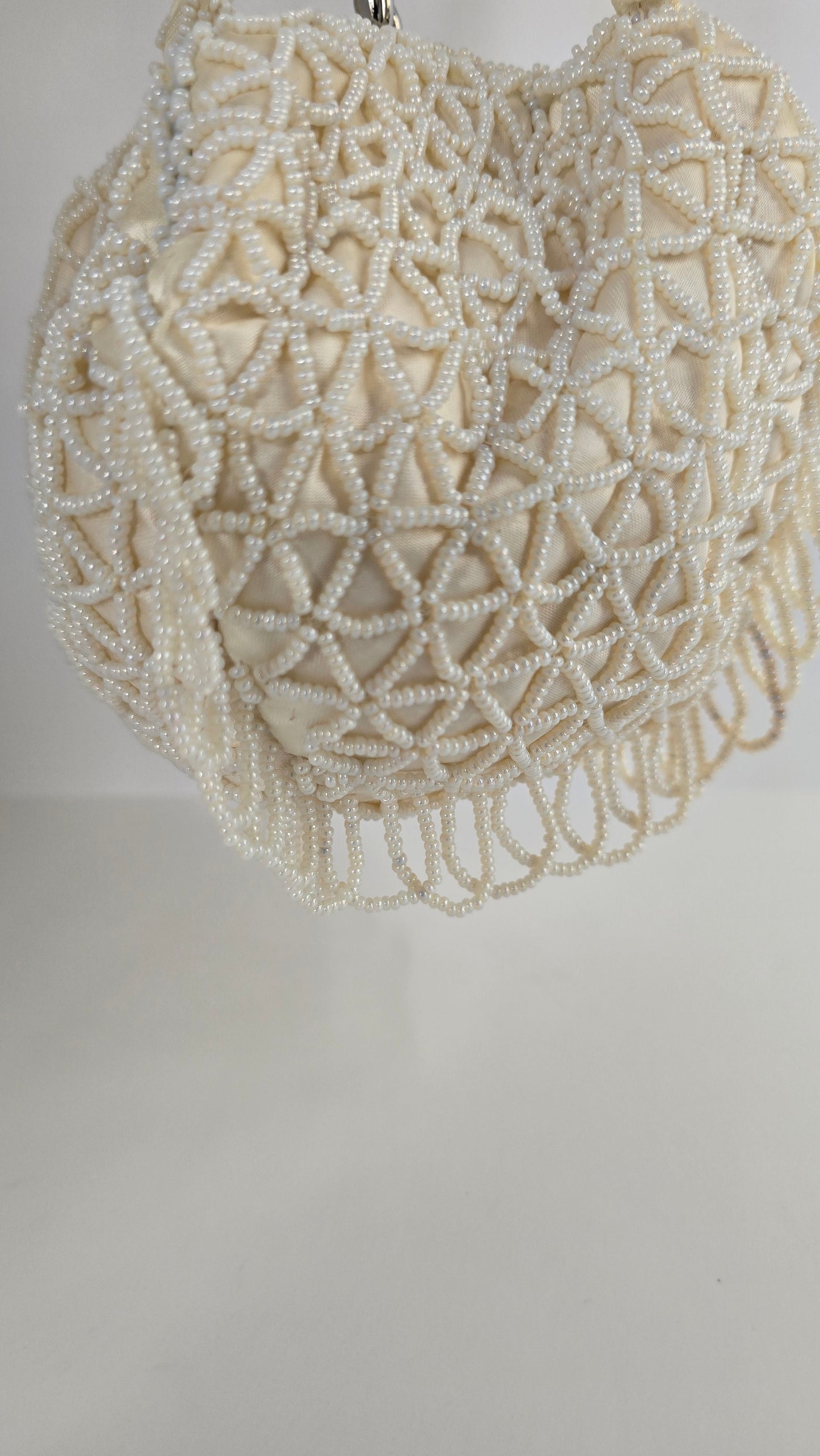 Walborg Ivory Hand-Beaded Crochet Evening Bag