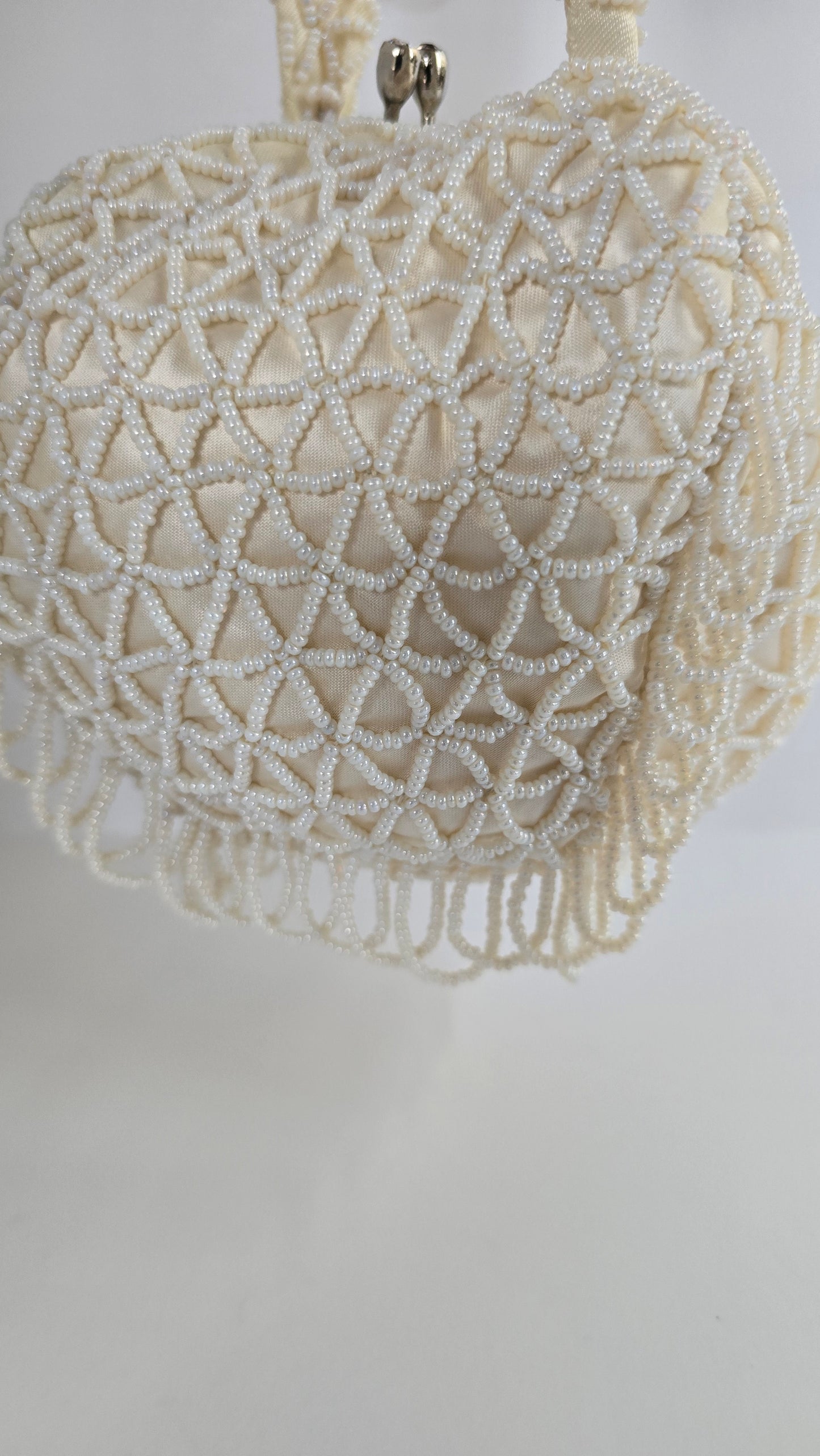 Walborg Ivory Hand-Beaded Crochet Evening Bag