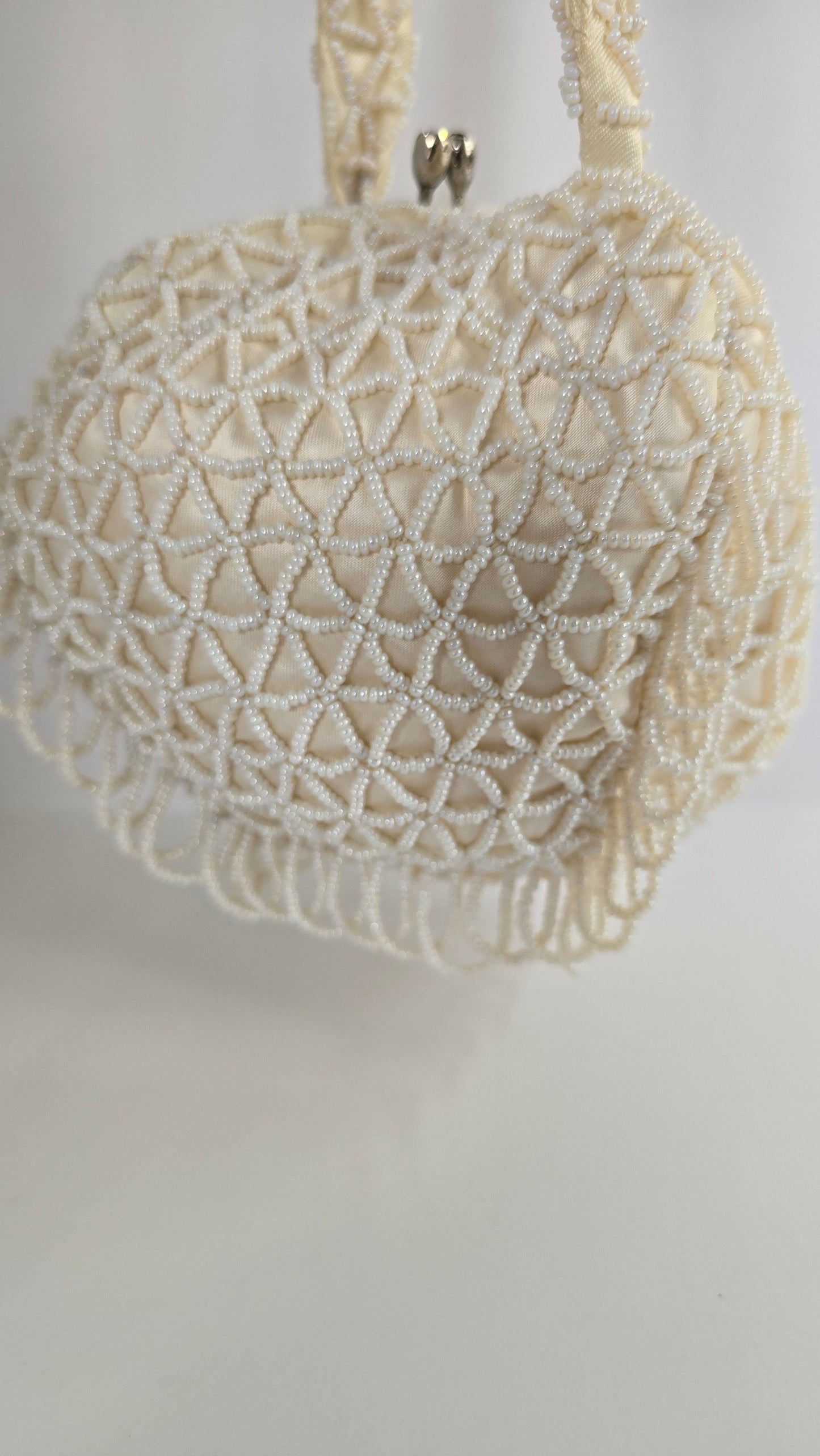 Walborg Ivory Hand-Beaded Crochet Evening Bag