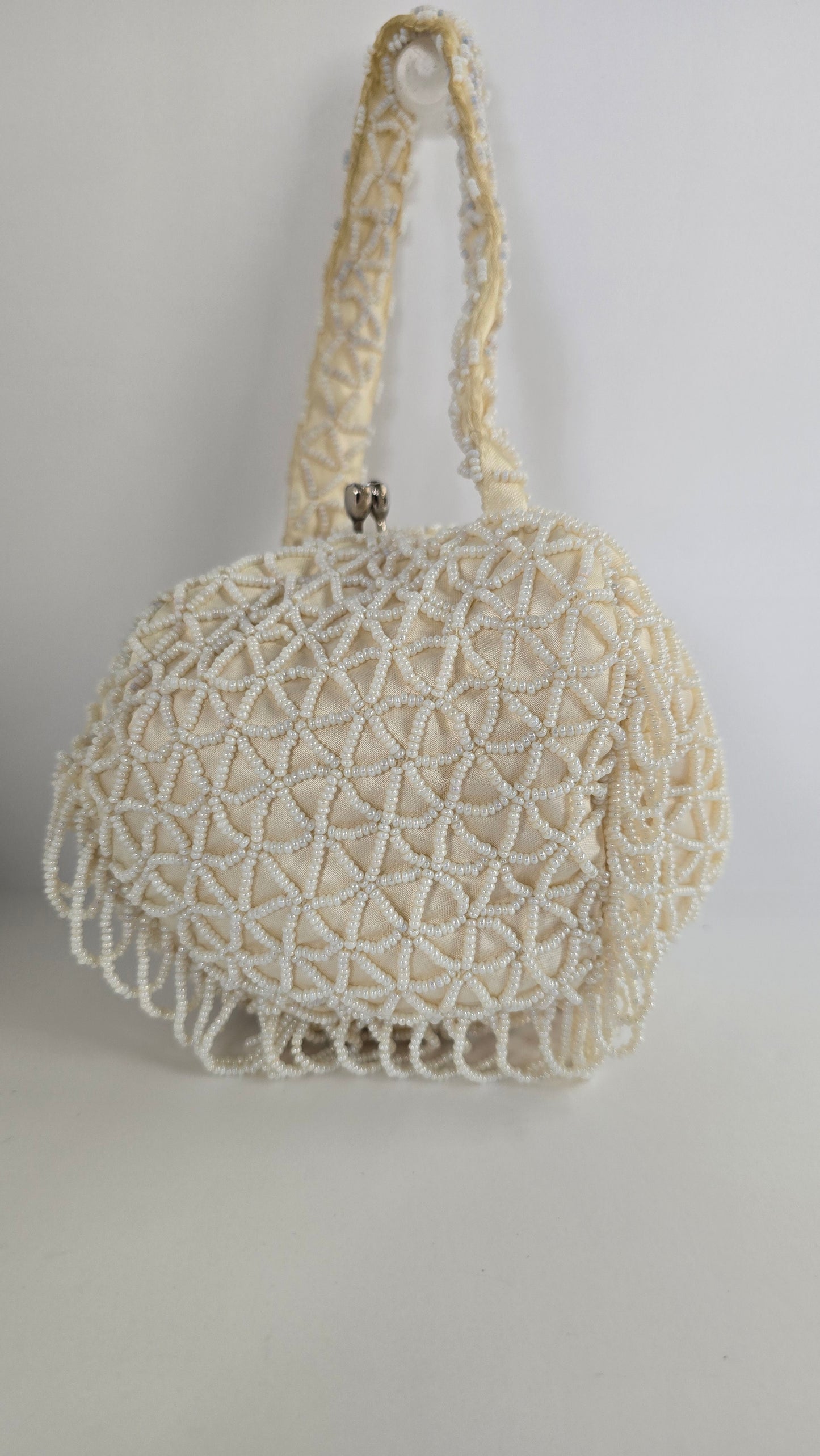 Walborg Ivory Hand-Beaded Crochet Evening Bag