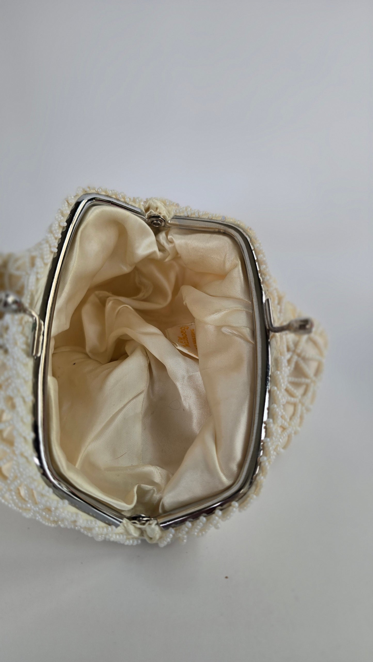 Walborg Ivory Hand-Beaded Crochet Evening Bag