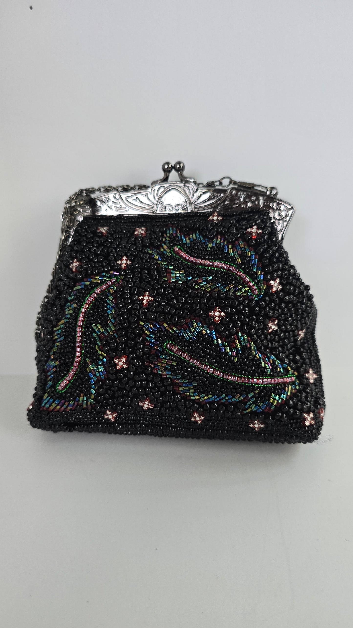 Jessica McClintock Vintage Black Beaded Evening Bag