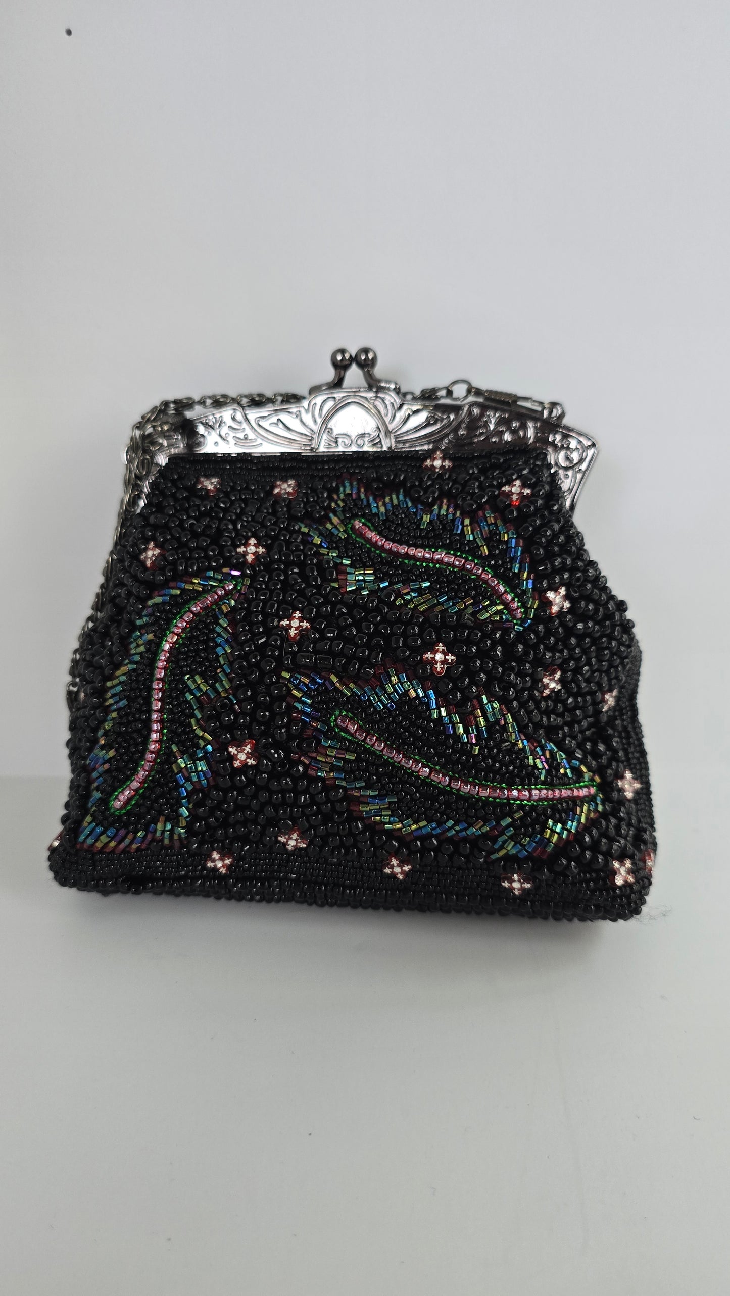 Jessica McClintock Vintage Black Beaded Evening Bag
