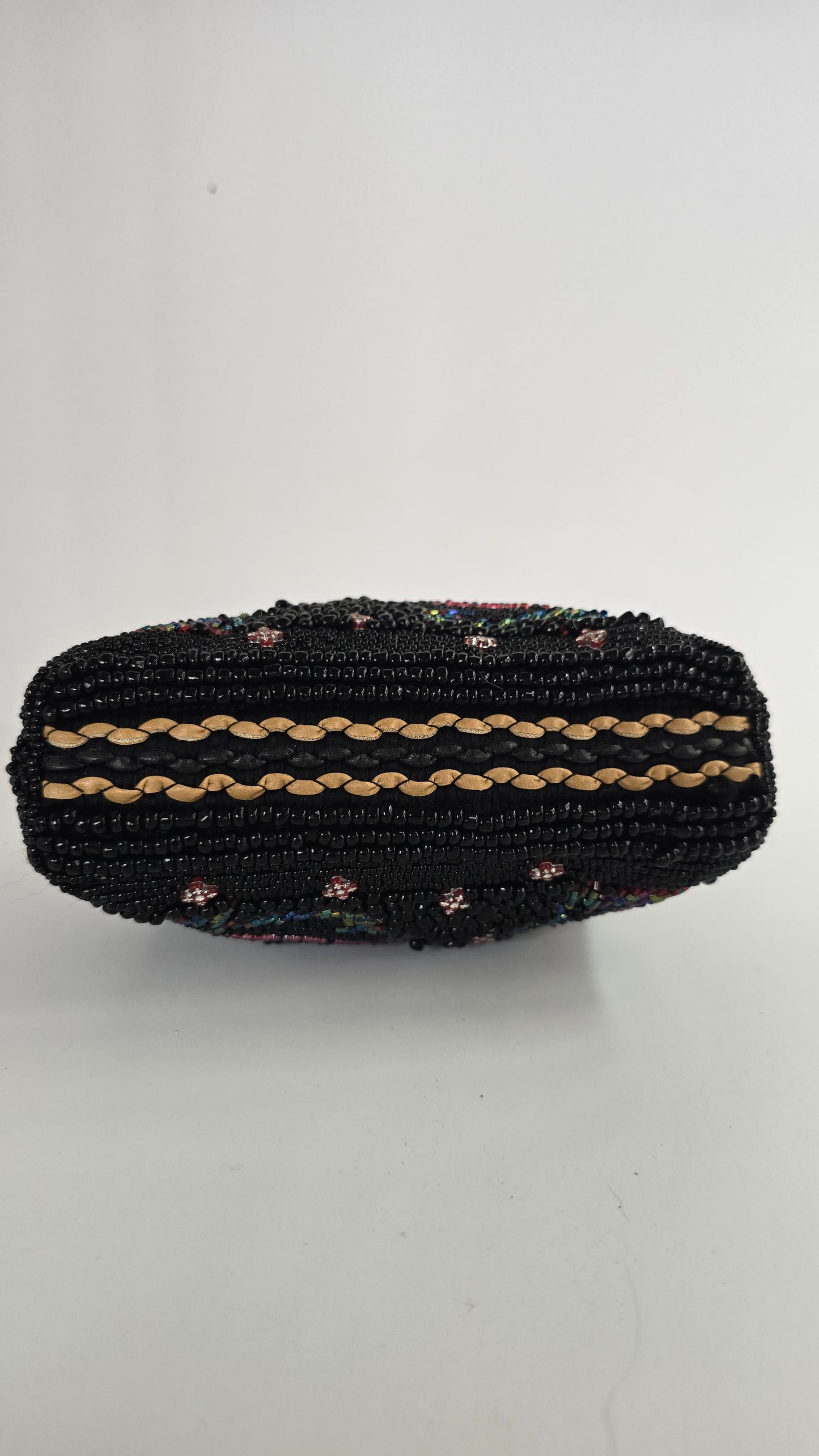 Jessica McClintock Vintage Black Beaded Evening Bag