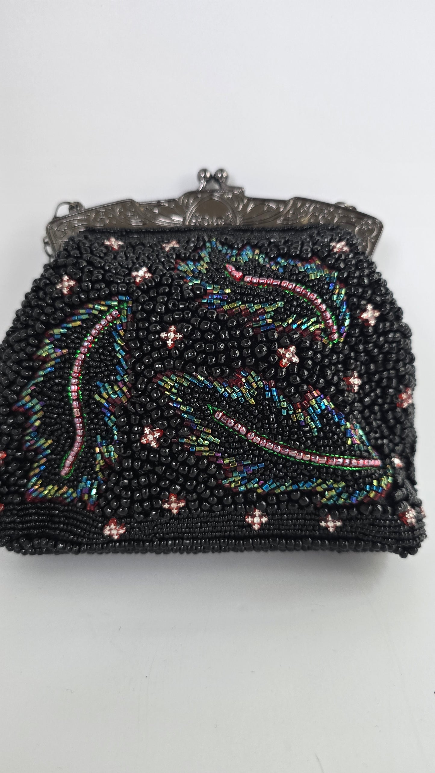 Jessica McClintock Vintage Black Beaded Evening Bag