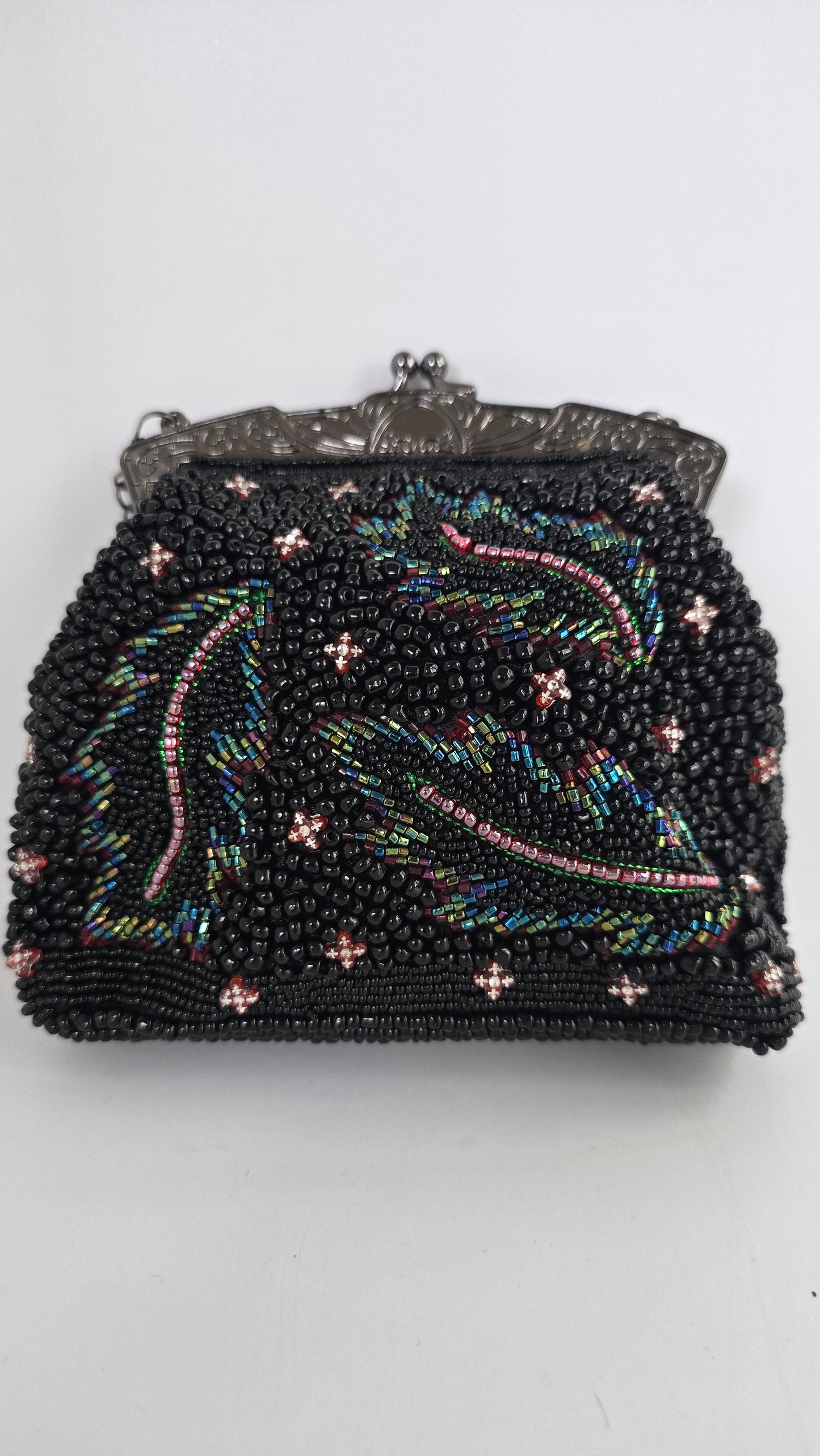 Jessica McClintock Vintage Black Beaded Evening Bag