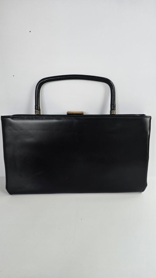 Vintage Garay Black Structured Top Handle Bag