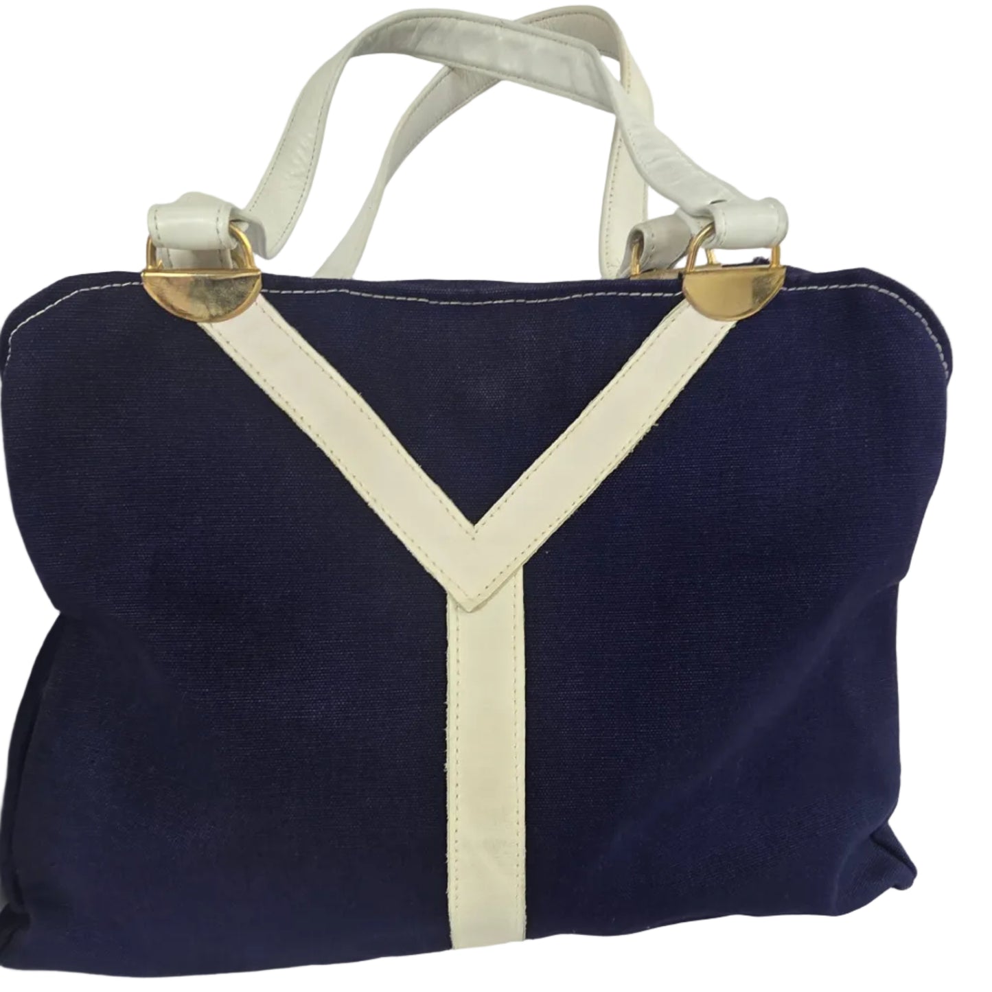 Vintage 1970s Navy Canvas Tote Bag