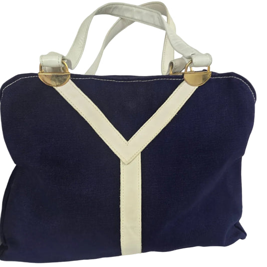 Vintage 1970s Navy Canvas Tote Bag