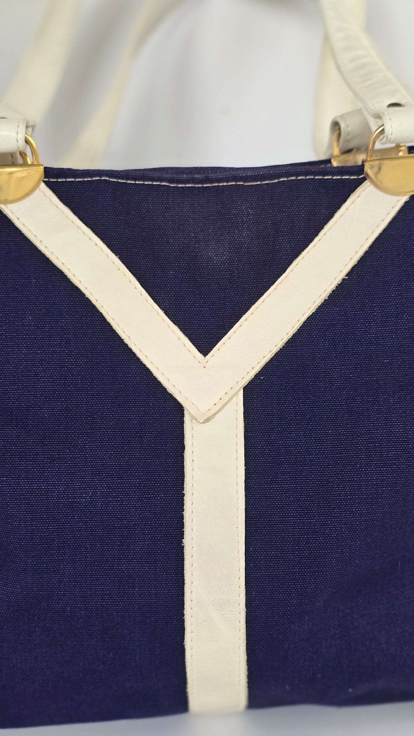 Vintage 1970s Navy Canvas Tote Bag