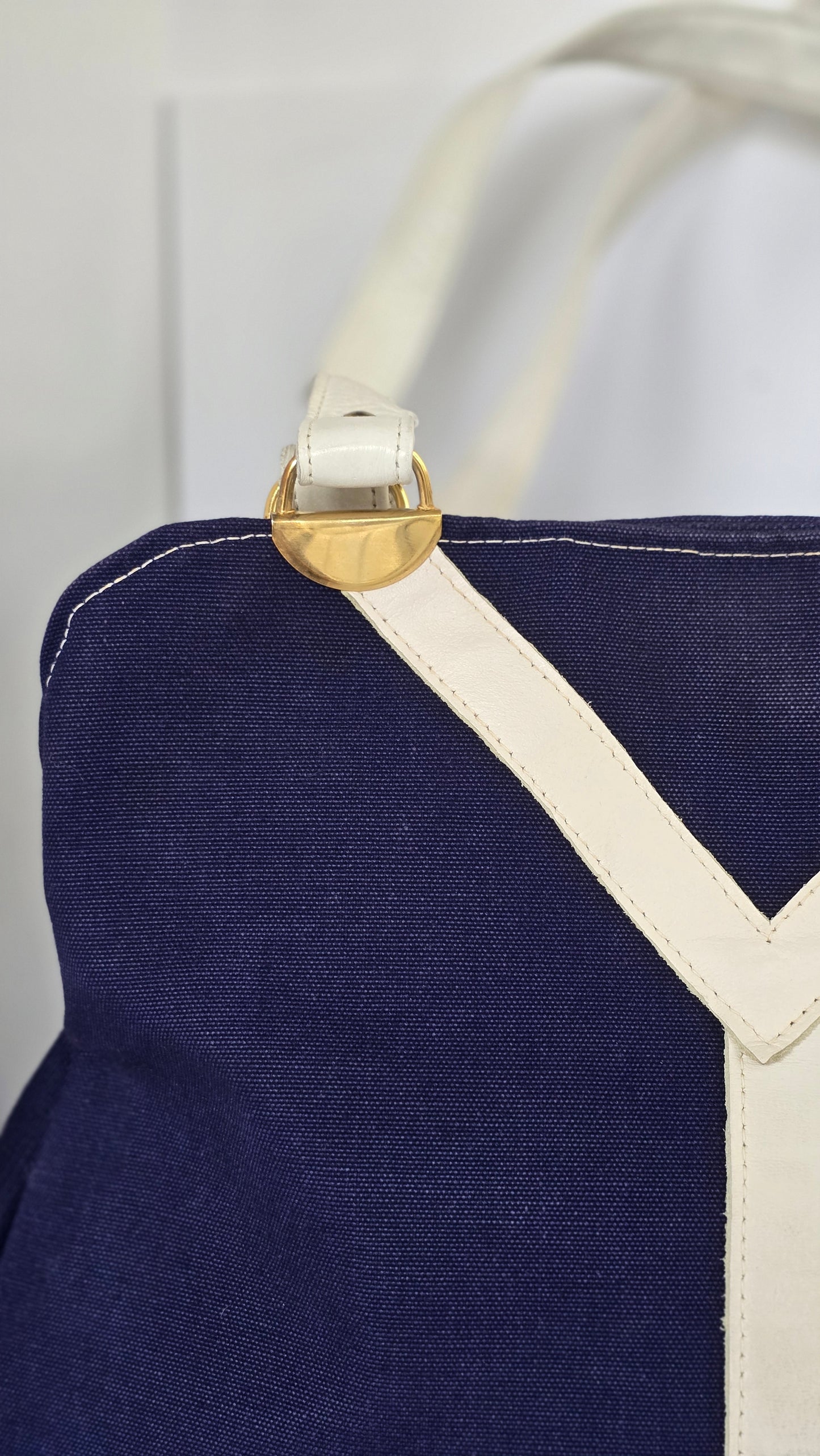 Vintage 1970s Navy Canvas Tote Bag