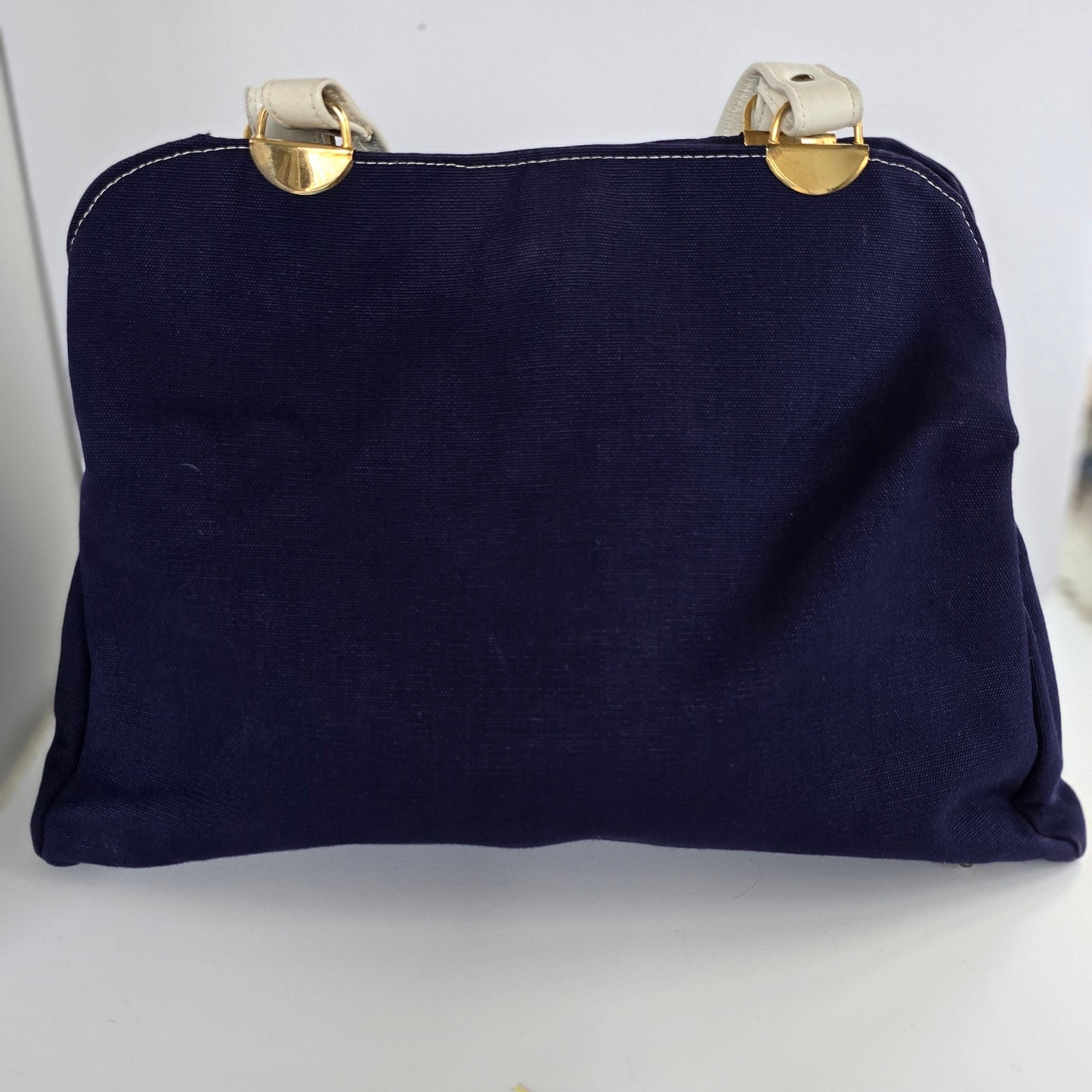 Vintage 1970s Navy Canvas Tote Bag