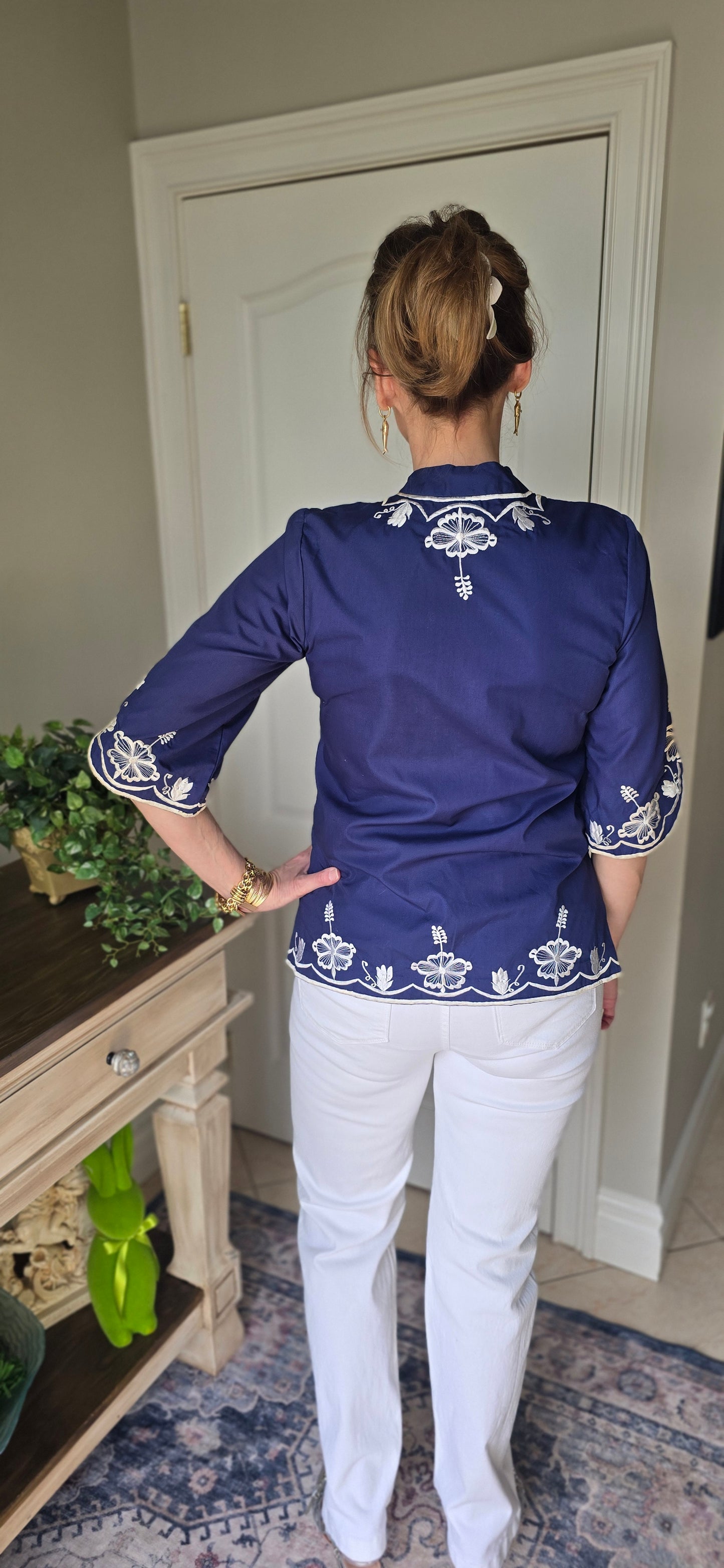 Vintage Chuchi Navy Embroidered Tunic Jacket