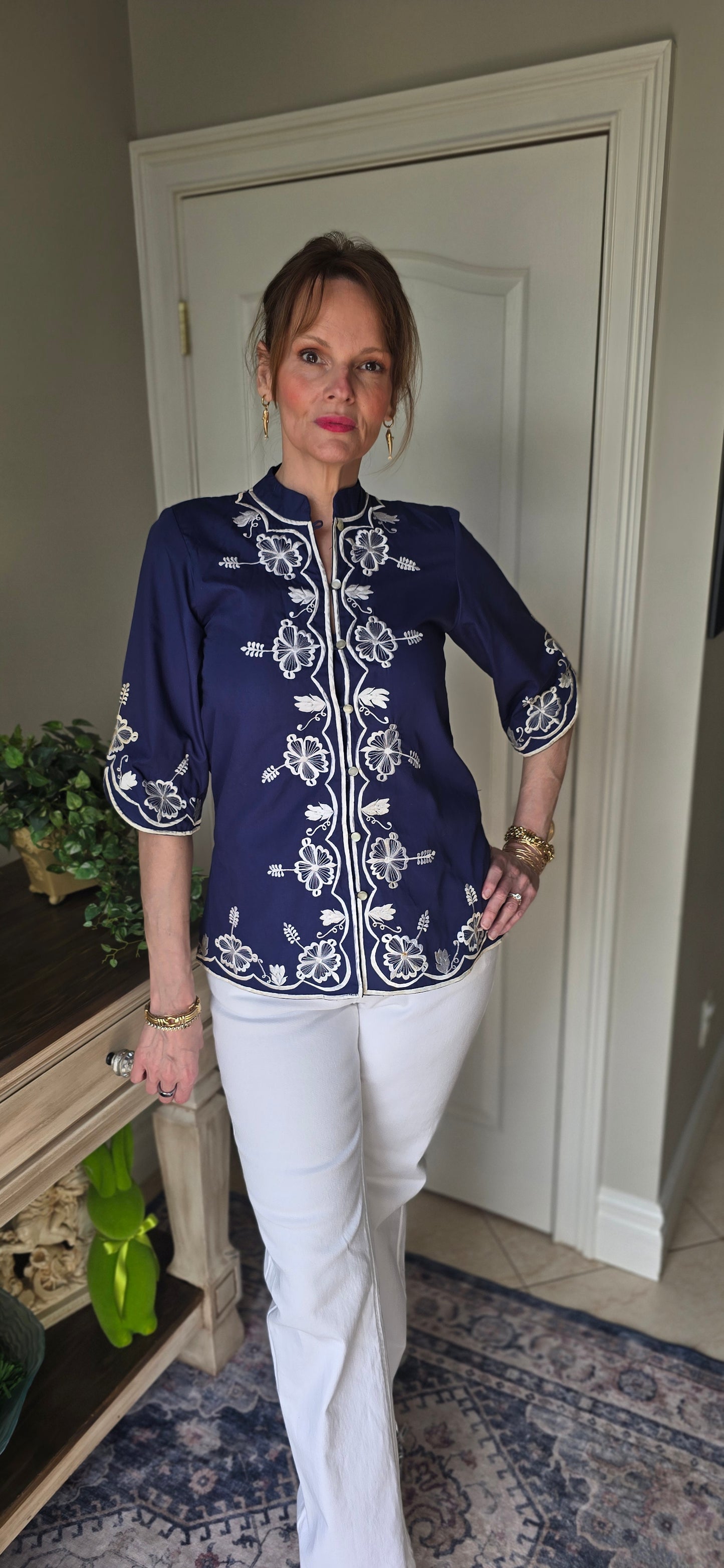 Vintage Chuchi Navy Embroidered Tunic Jacket