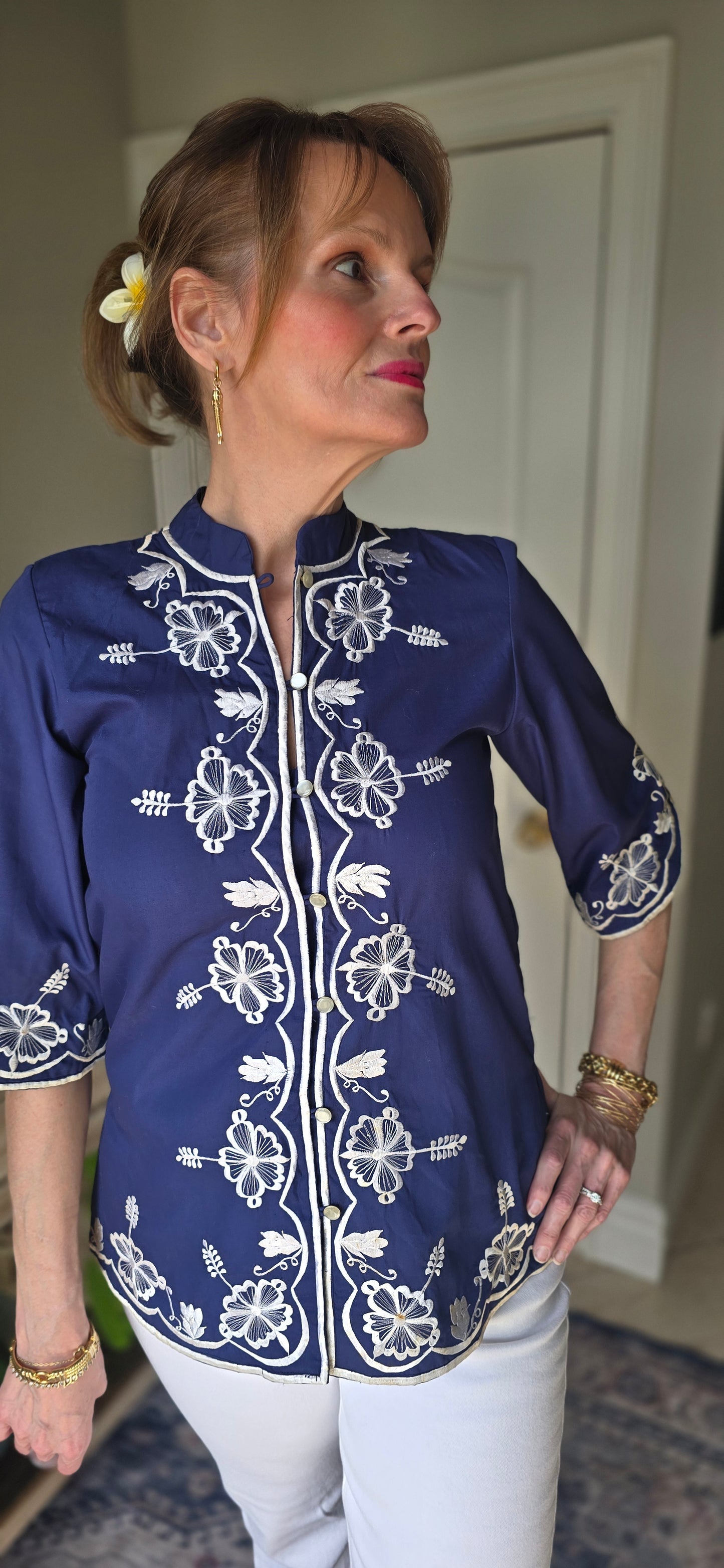 Vintage Chuchi Navy Embroidered Tunic Jacket