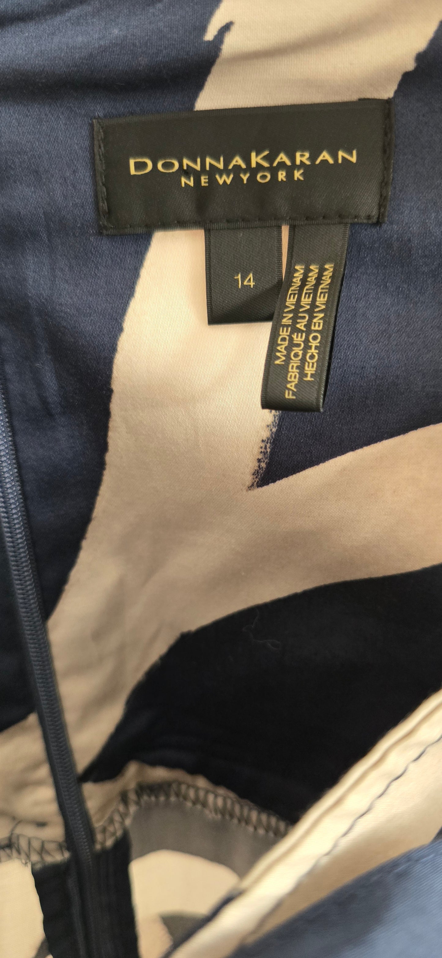Donna Karan New York Navy Brushstroke Print Sundress