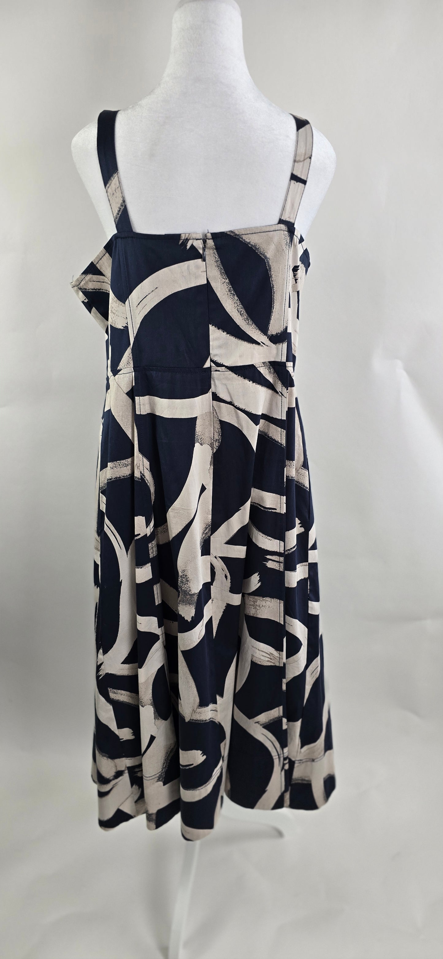 Donna Karan New York Navy Brushstroke Print Sundress