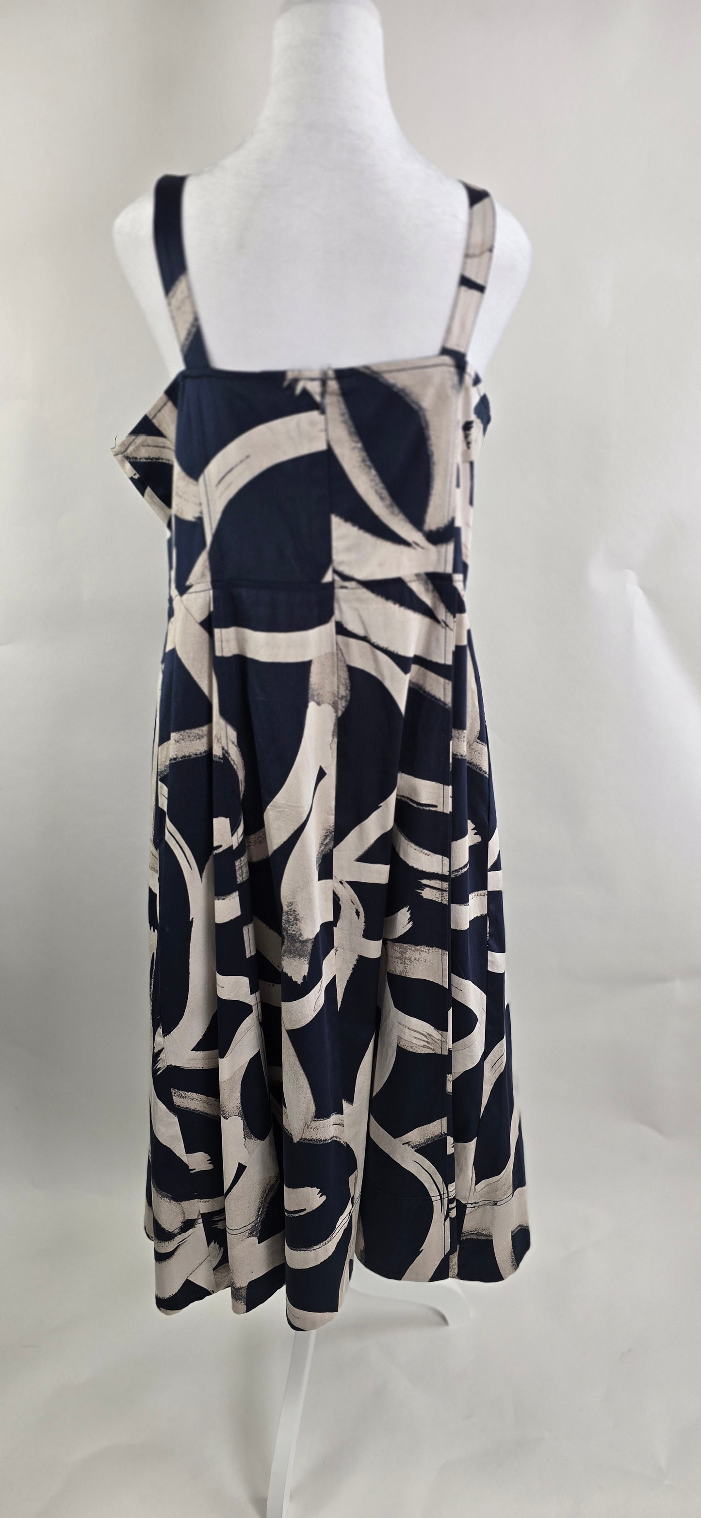 Donna Karan New York Navy Brushstroke Print Sundress