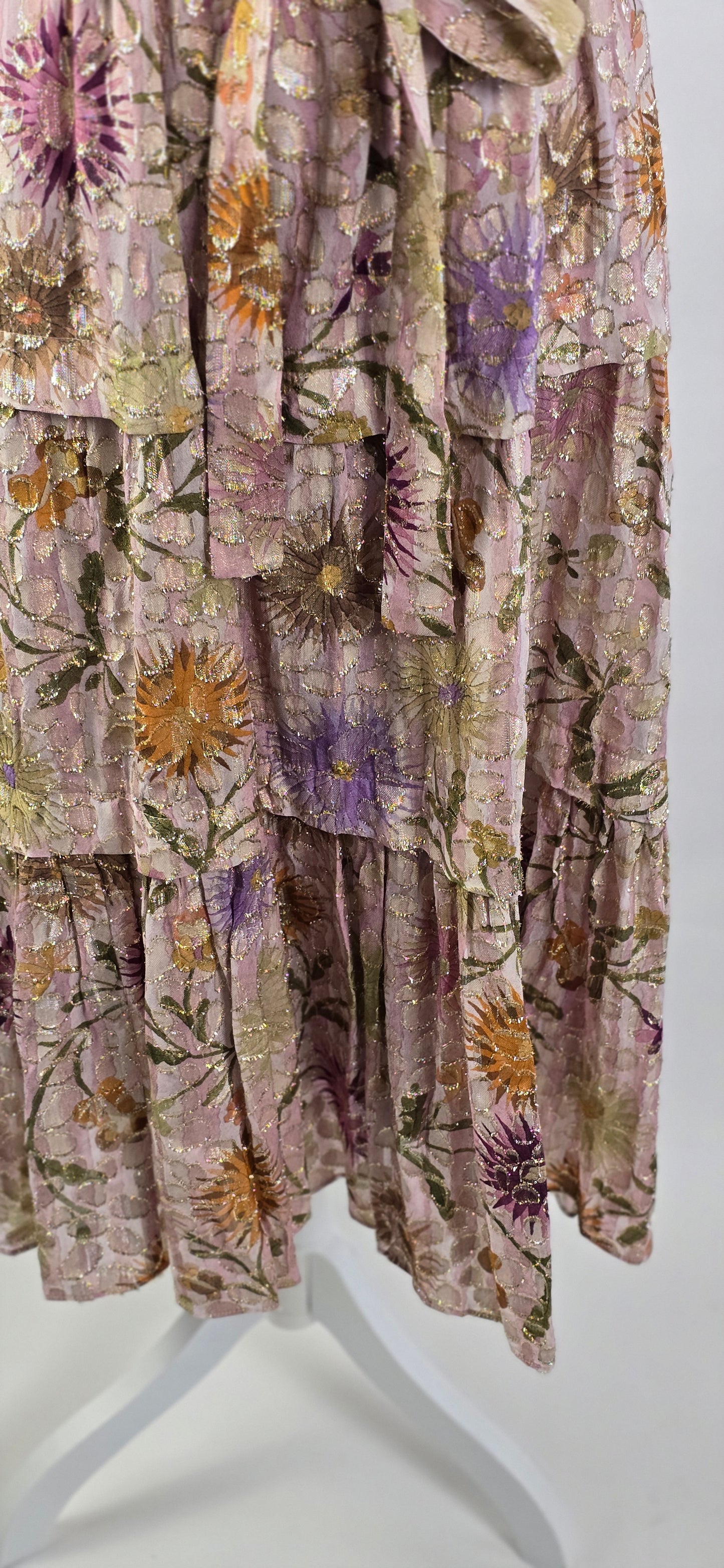 Kobi Halperin Metallic Floral Tiered Dress