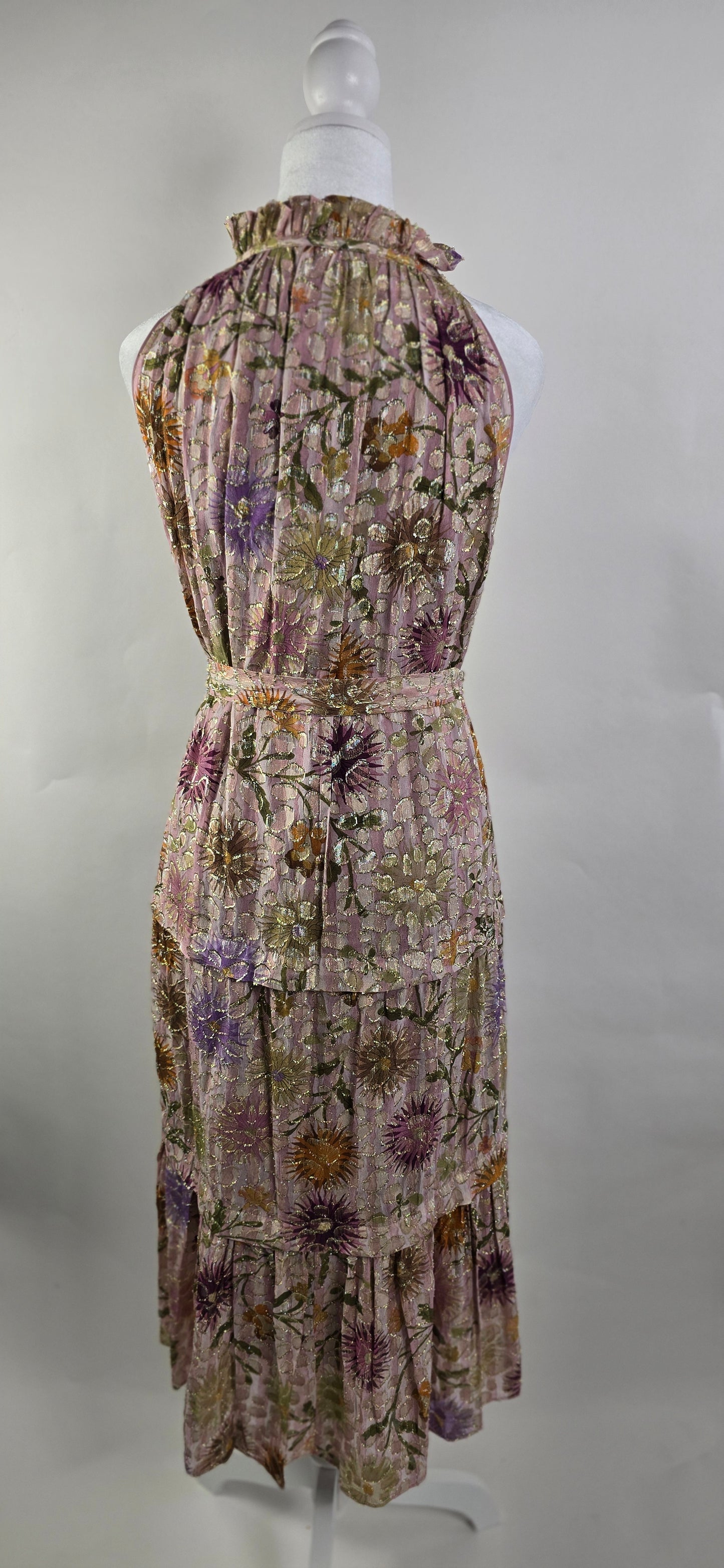 Kobi Halperin Metallic Floral Tiered Dress