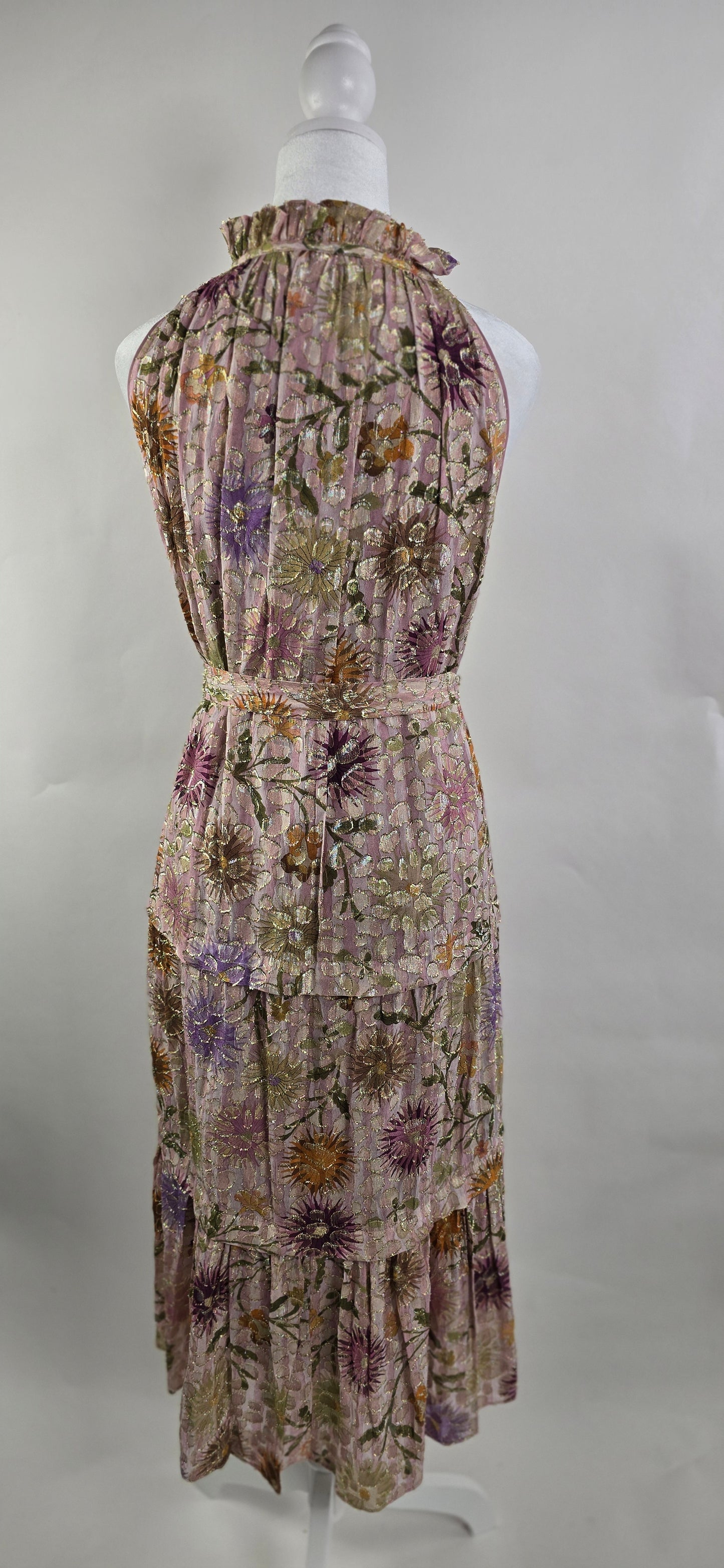 Kobi Halperin Metallic Floral Tiered Dress
