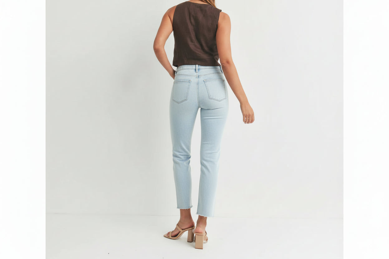 Just Black Denim High Rise One Knee Distressed Jean